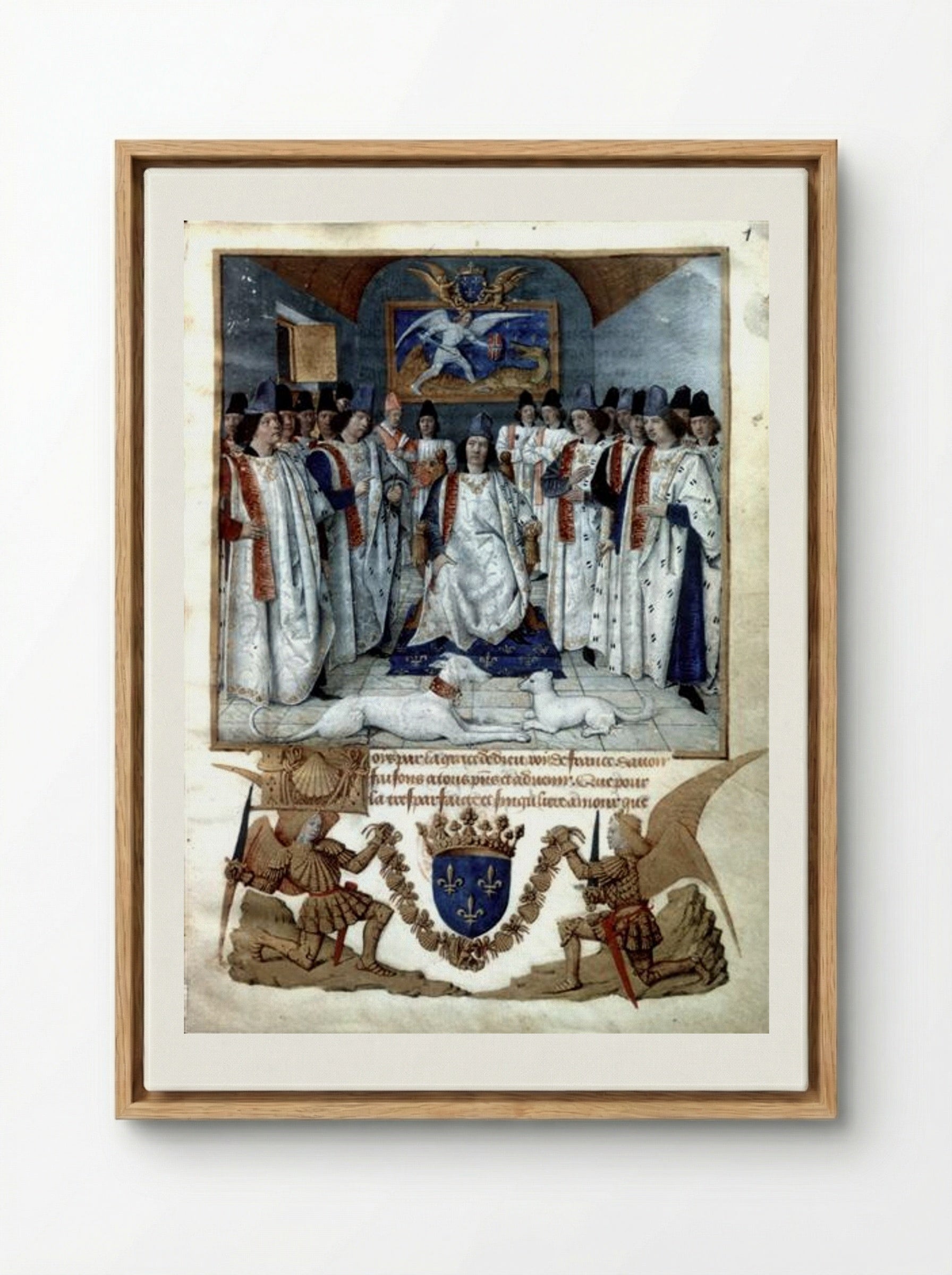 Louis XI presiding over the Chapter of the Order of Saint Michael - Jean Fouquet - Framed Canvas Wood