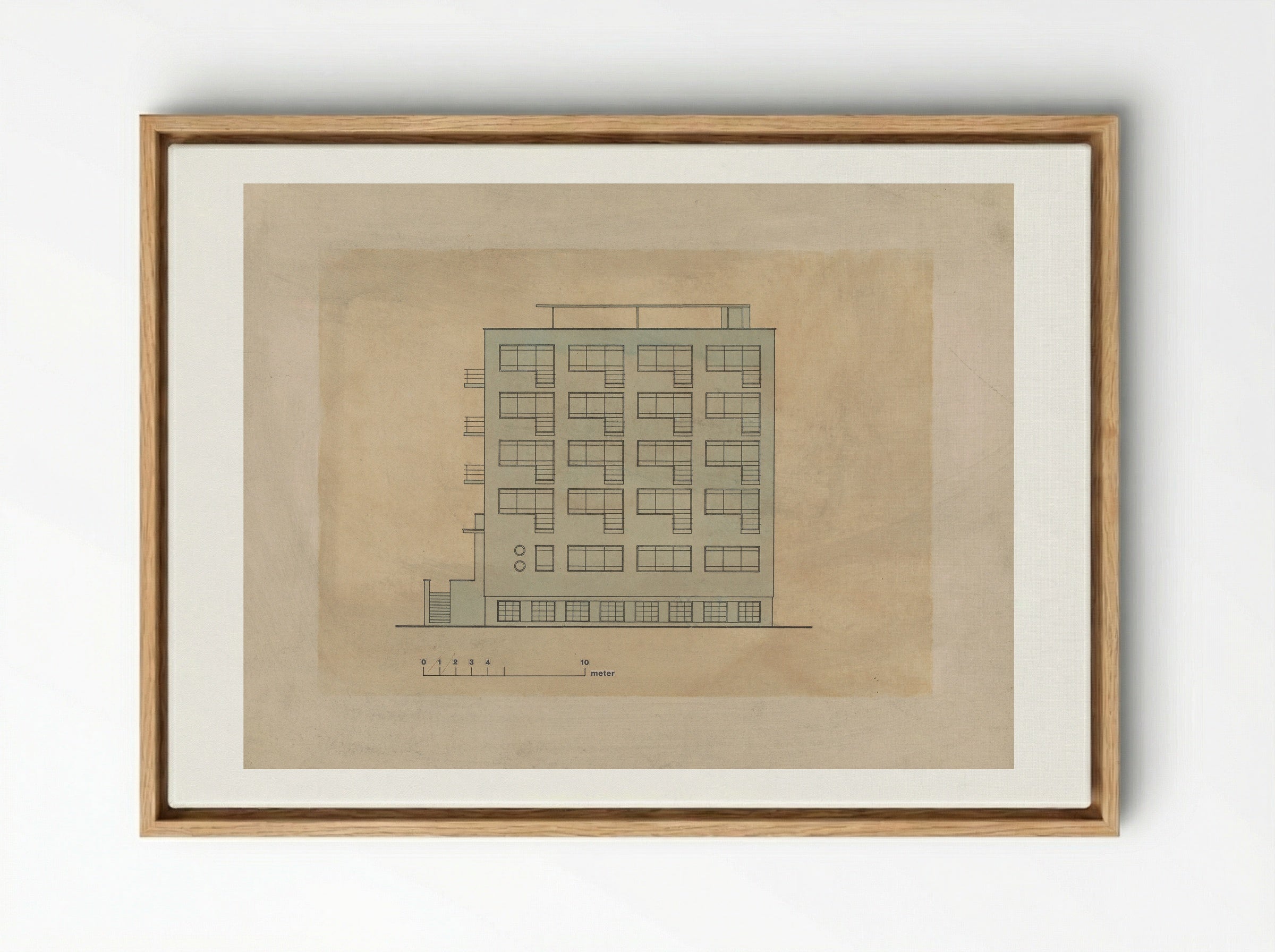 Bauhaus Building, Dessau: Studio Wing Elevation - Walter Gropius - Framed Canvas Wood
