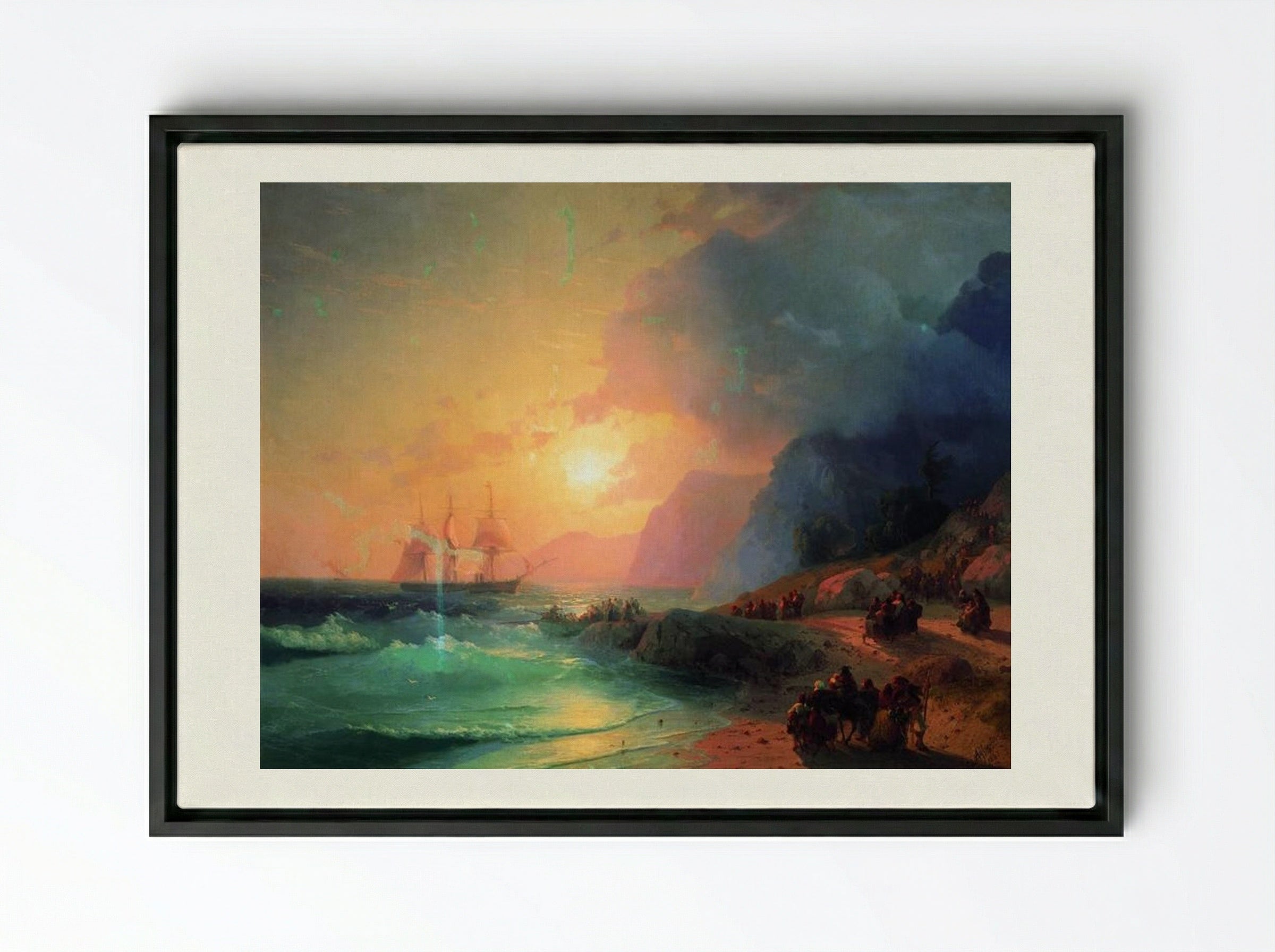 On the Island of Crete - Ivan Aivazovsky - Framed Canvas Black