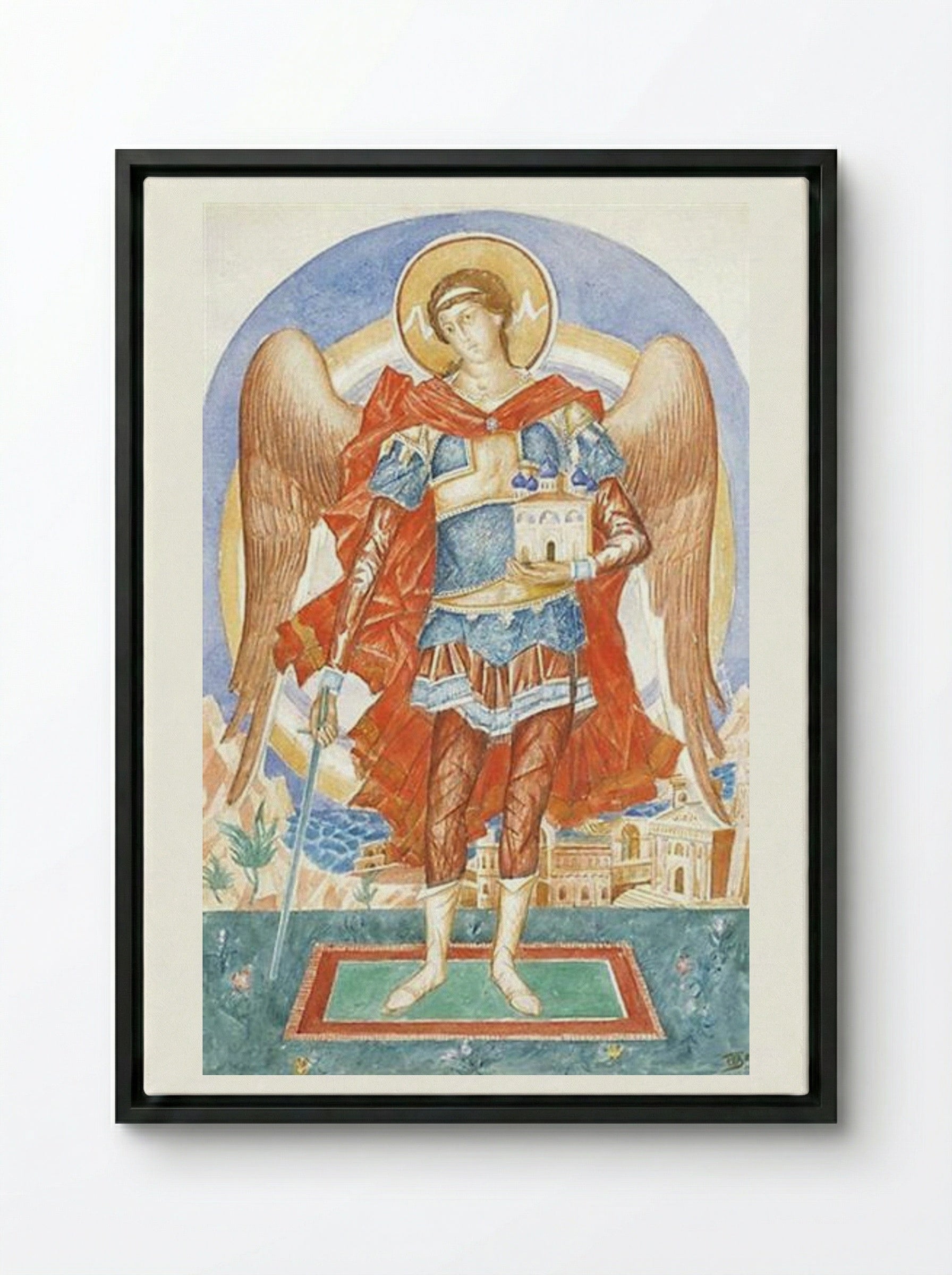Archangel Michael - Kuzma Petrov-Vodkin - Framed Canvas Black
