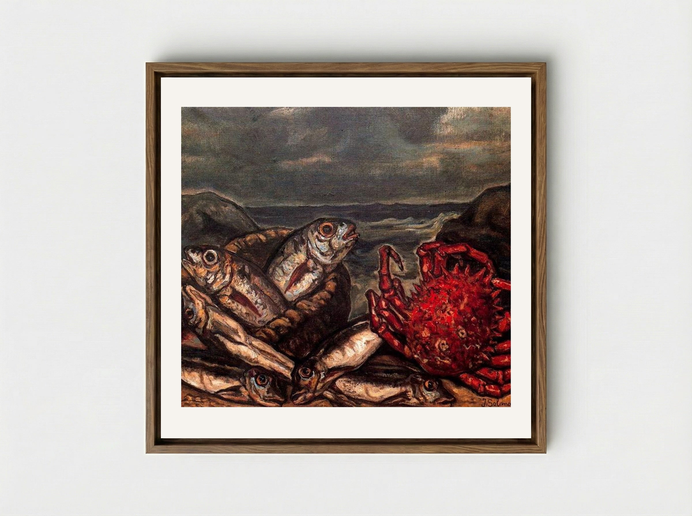 Fish and Crab - José Gutiérrez Solana - Framed Canvas Wood
