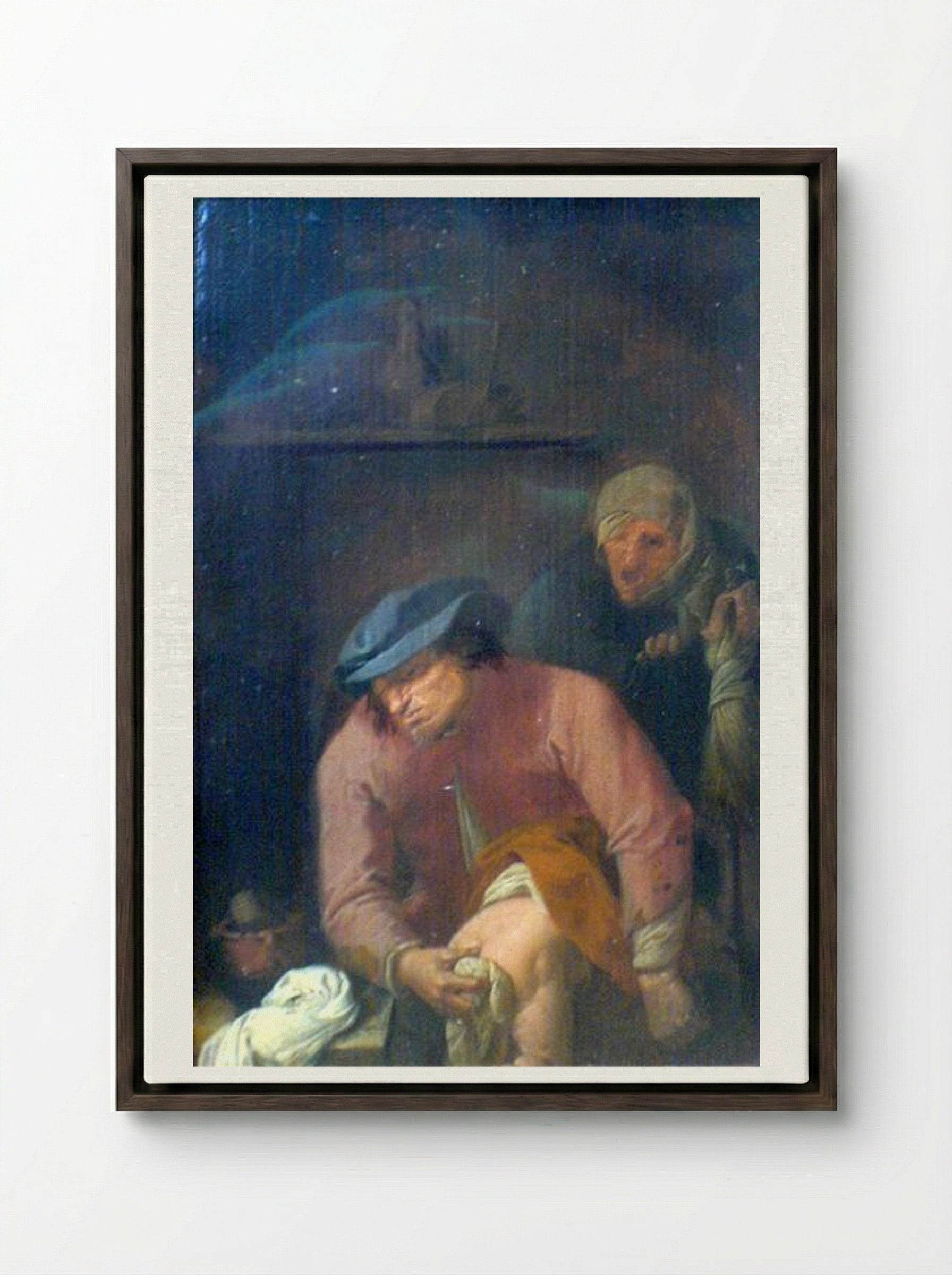 The Operation - Adriaen Brouwer - Framed Canvas Dark Wood
