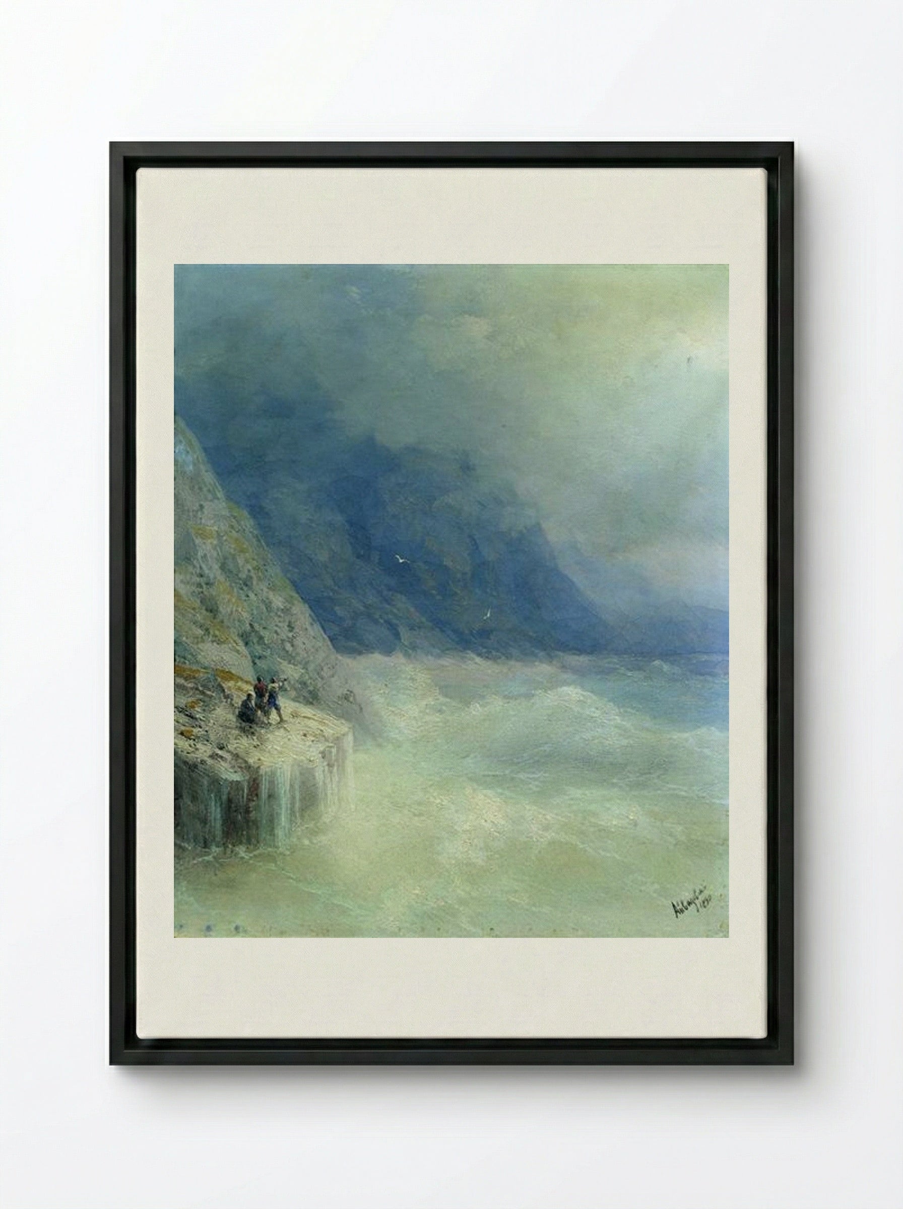 Rocks in the Mist - Ivan Aivazovsky - Framed Canvas Black