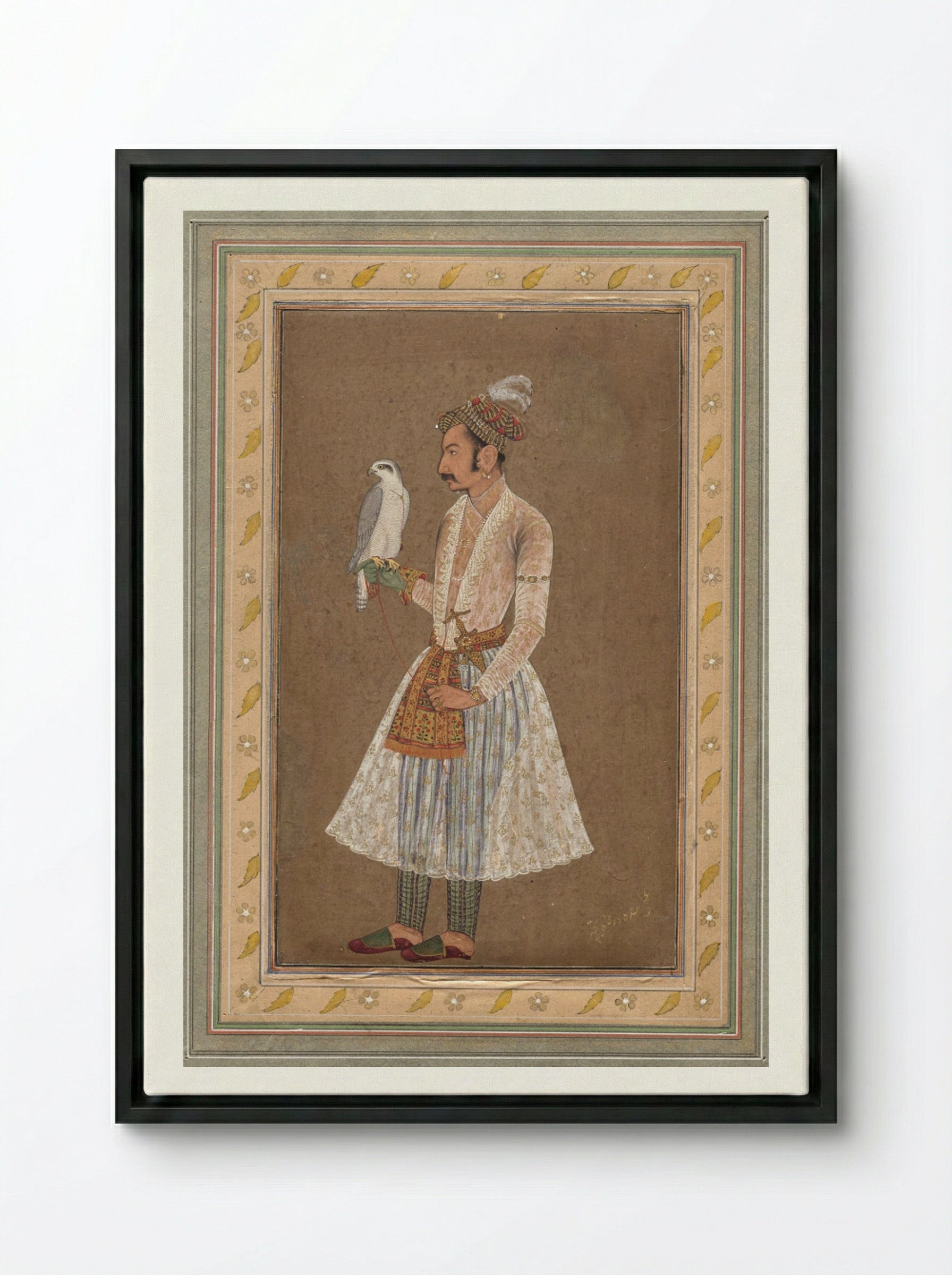 Portrait of Raja Jagat Singh of Nurpur - Bichitr - Framed Canvas Black