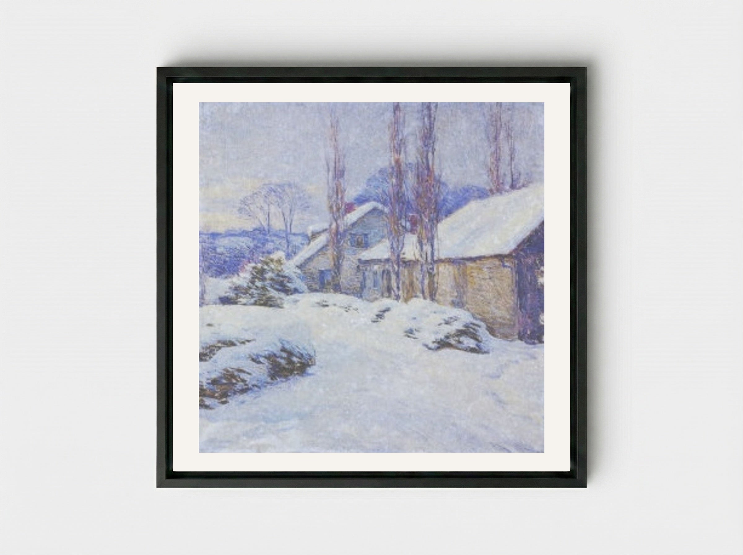 Winter Afternoon - Willard Metcalf - Framed Canvas Black