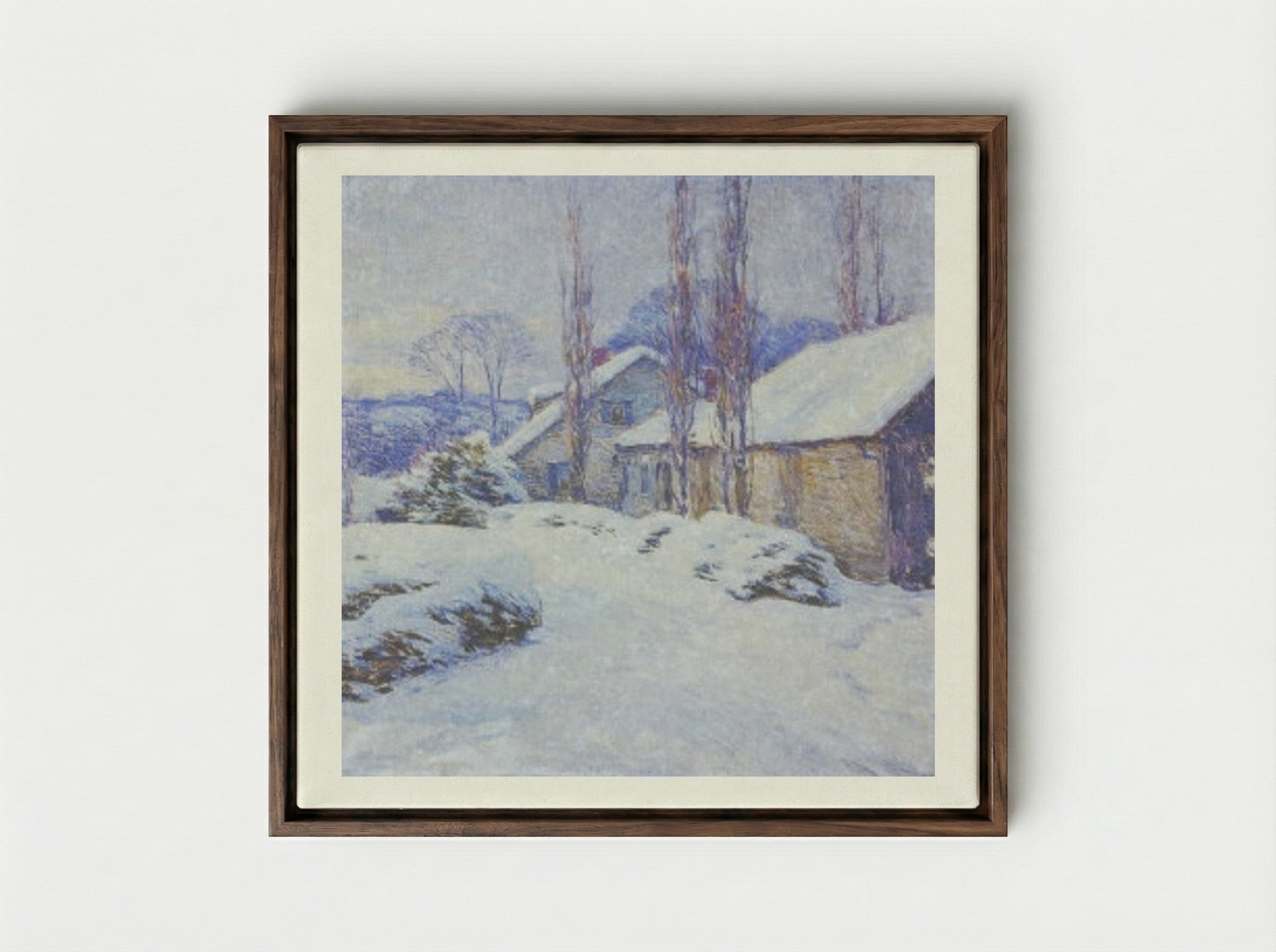 Winter Afternoon - Willard Metcalf - Framed Canvas Dark Wood
