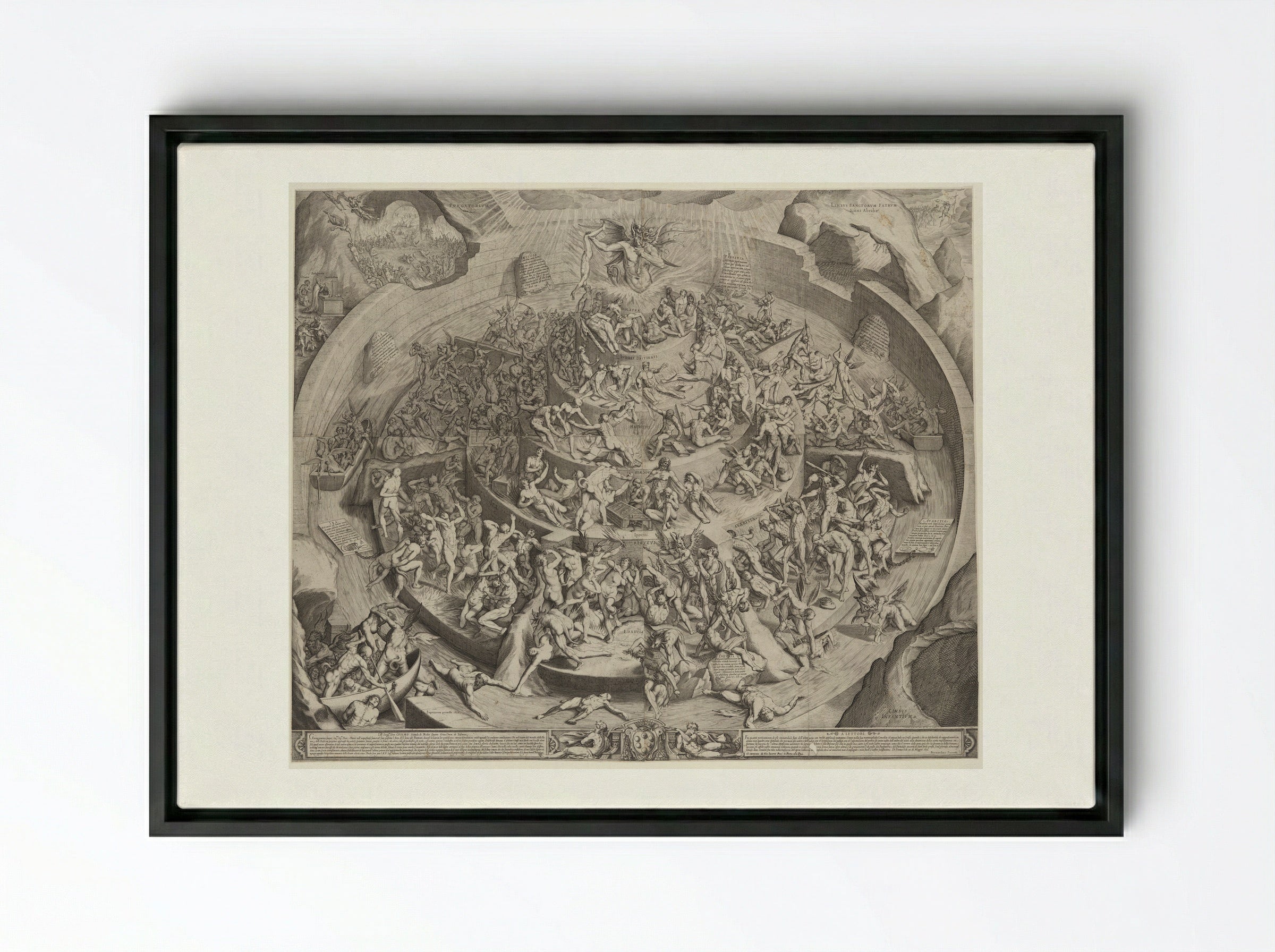 The Inferno According to Dante - Jacques Callot - Framed Canvas Black