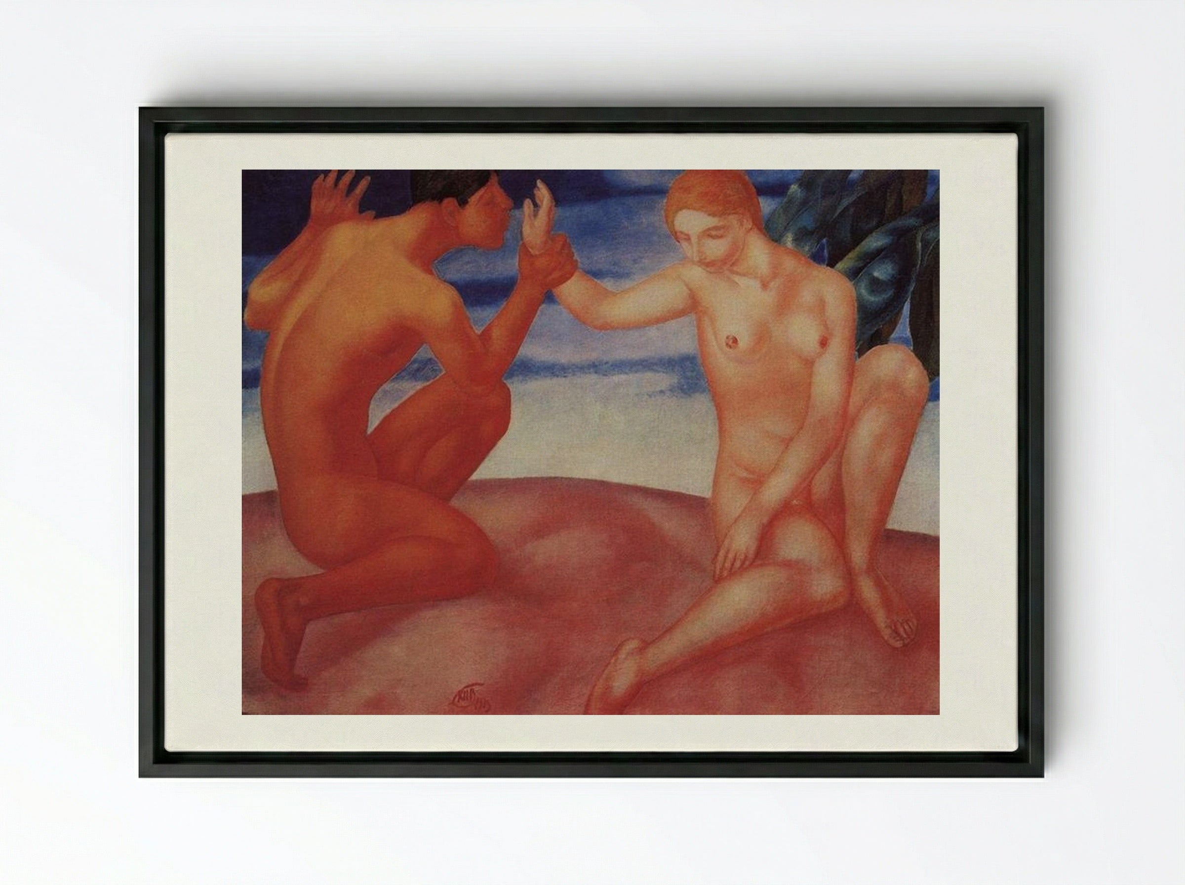 Youth (Kiss) - Kuzma Petrov-Vodkin - Framed Canvas Black