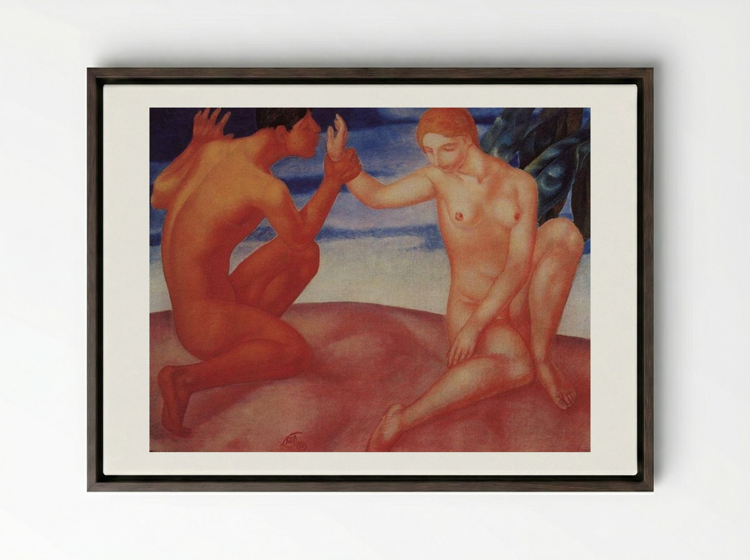 Youth (Kiss) - Kuzma Petrov-Vodkin - Framed Canvas Dark Wood