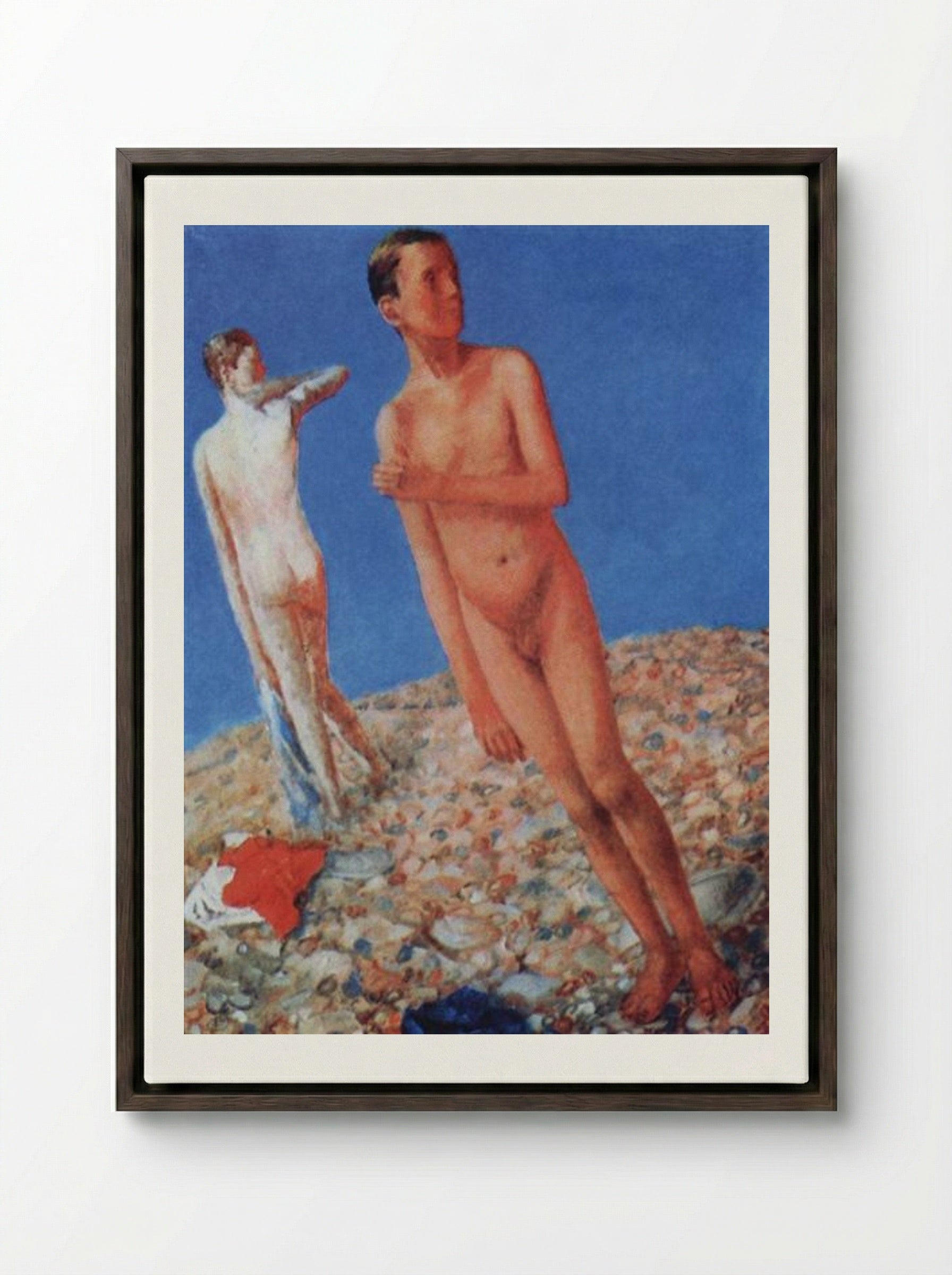 Boys - Kuzma Petrov-Vodkin - Framed Canvas Dark Wood