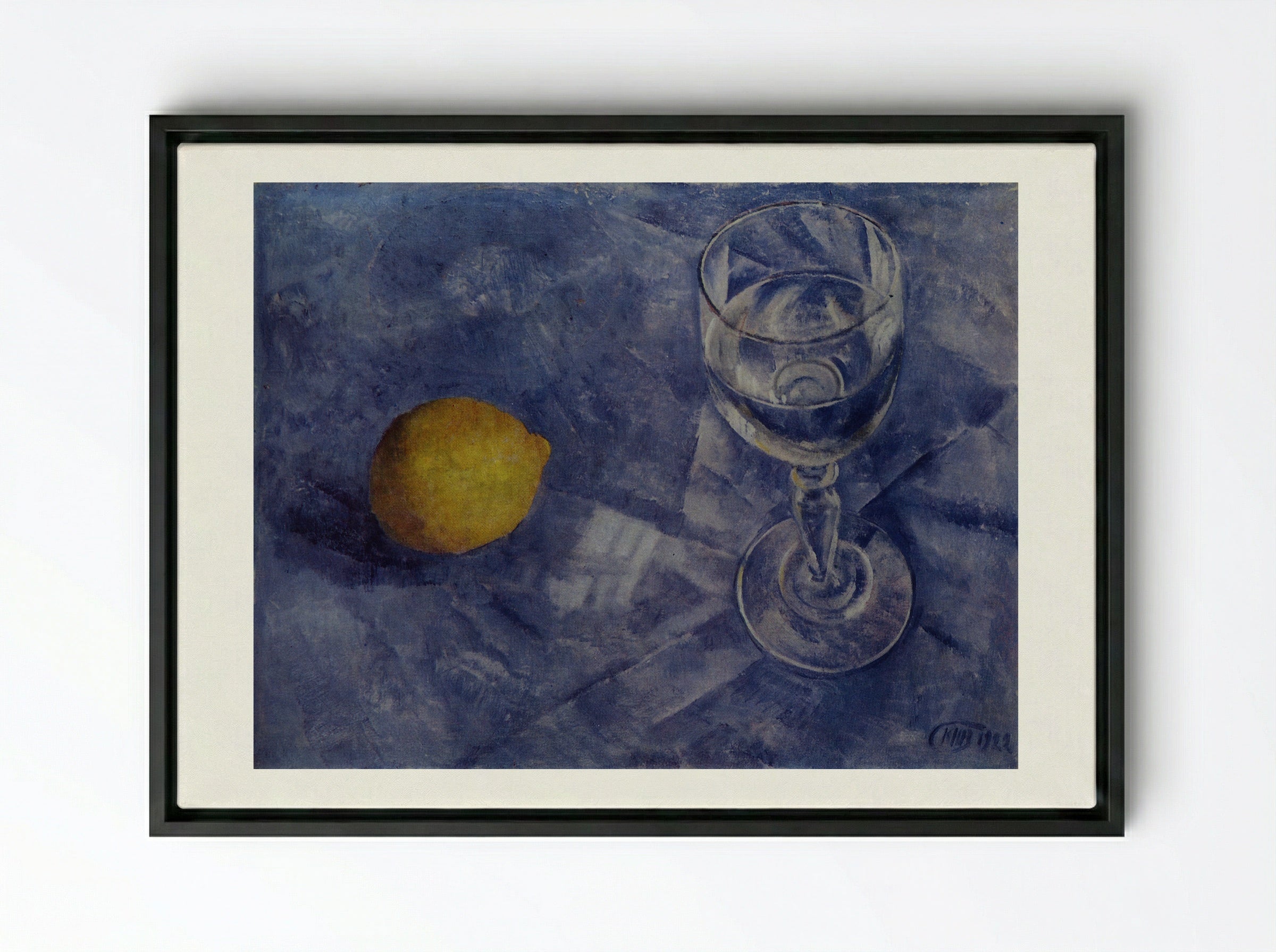 Glass and Lemon - Kuzma Petrov-Vodkin - Framed Canvas Black
