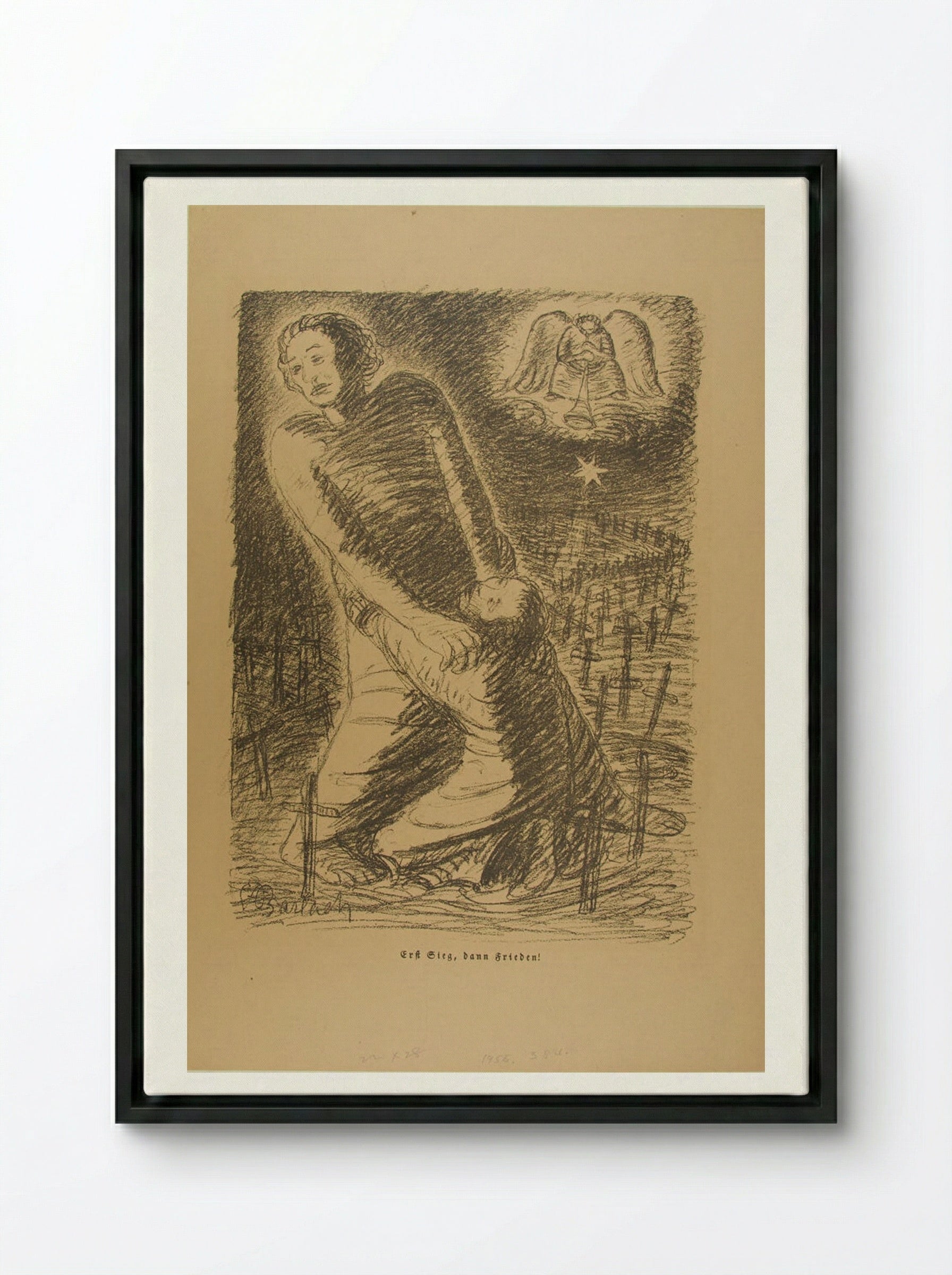 First Victory; Then Peace - Ernst Barlach - Framed Canvas Black