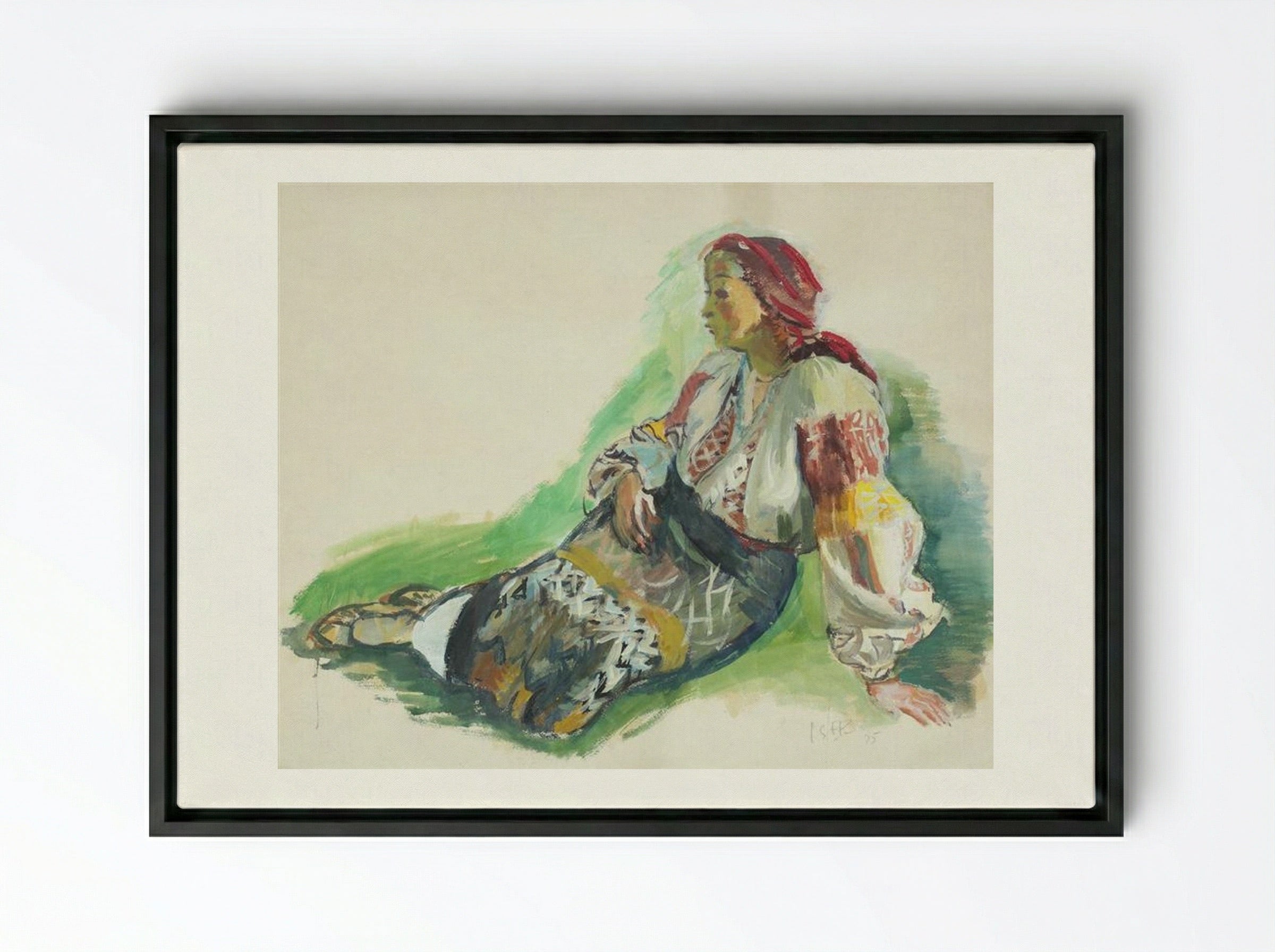Woman from Muscel - Iosif Iser - Framed Canvas Black