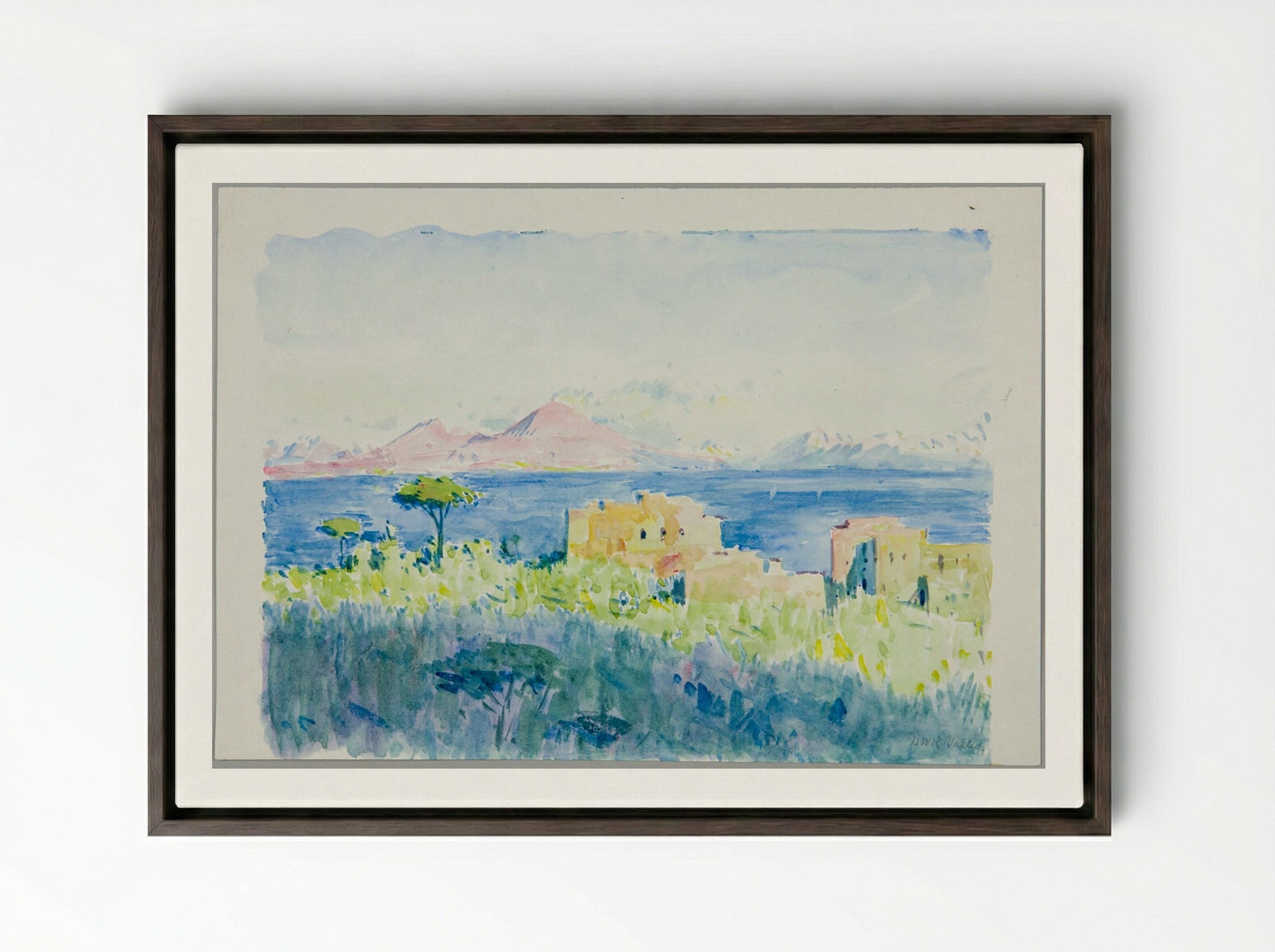 Landscape, Naples, Italy - Denman Waldo Ross - Framed Canvas Dark Wood