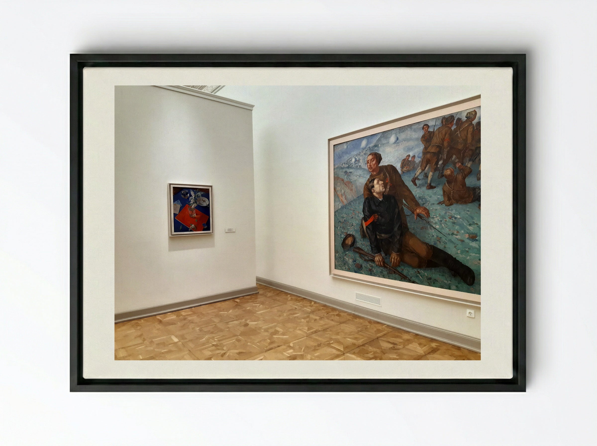 Death of a Commissar - Kuzma Petrov-Vodkin - Framed Canvas Black