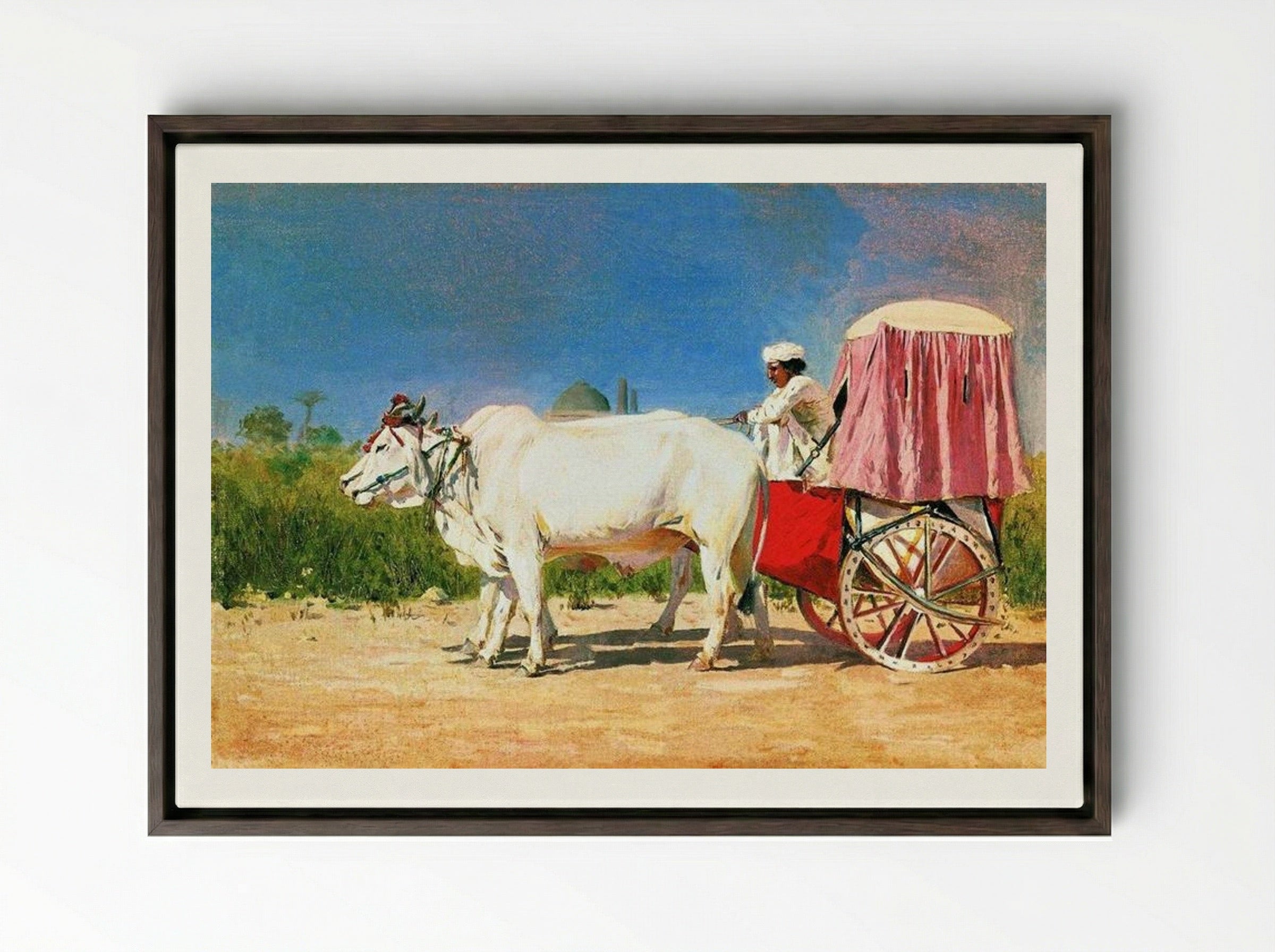Vehicle in Delhi - Vasily Vereshchagin - Framed Canvas Dark Wood