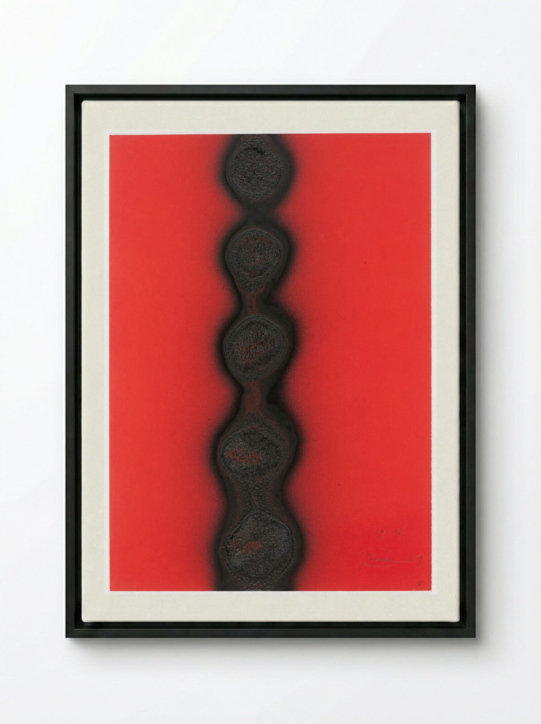 Untitled (Red) - Otto Piene - Framed Canvas Black