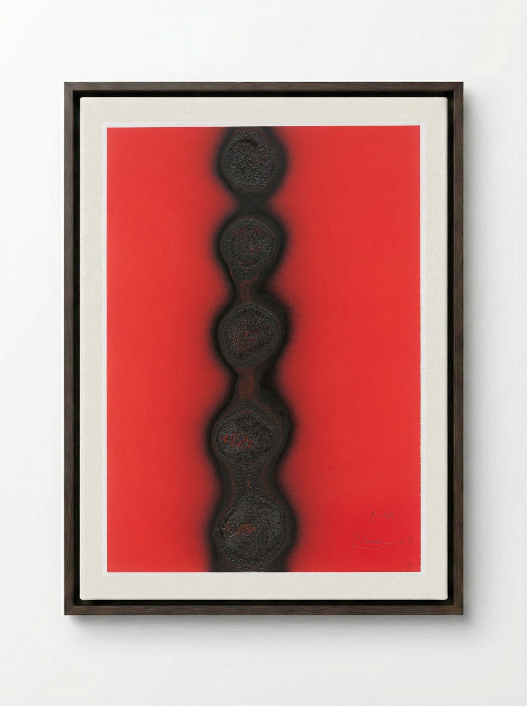 Untitled (Red) - Otto Piene - Framed Canvas Dark Wood