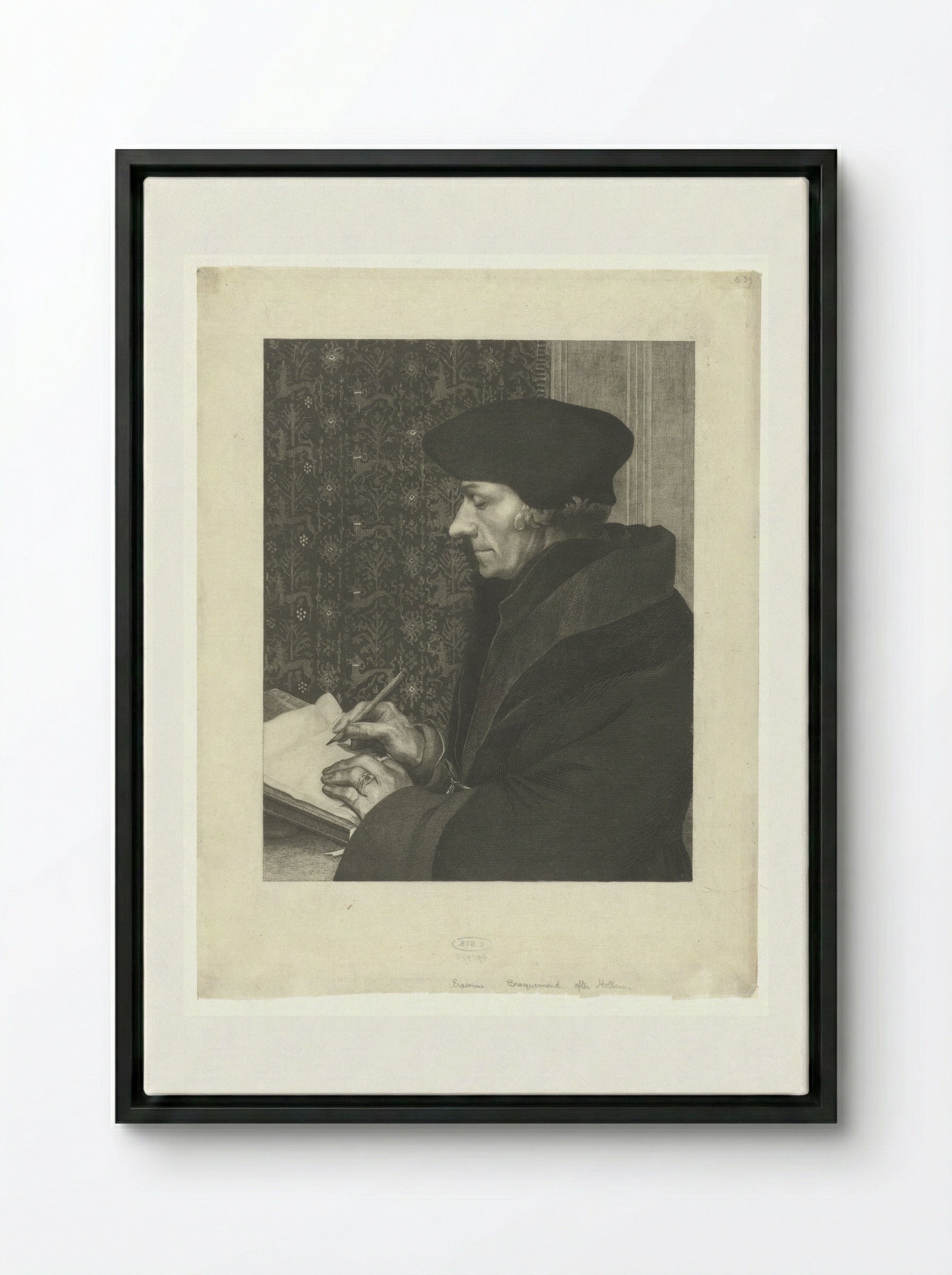 Portret van Desiderius Erasmus - Félix Bracquemond - Framed Canvas Black