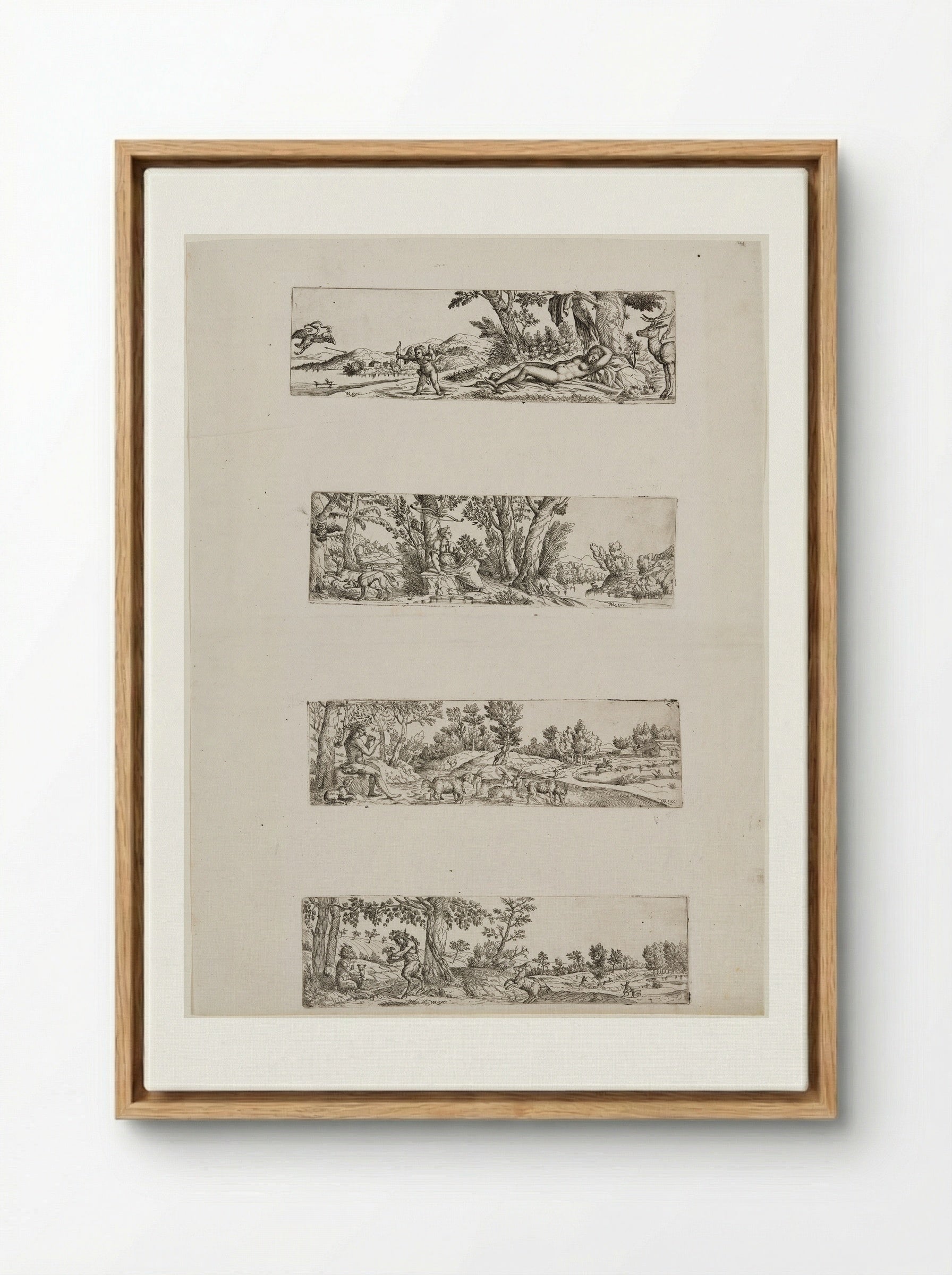 Four Mythological Landscapes - Fine Art Print - Framed Canvas Wood