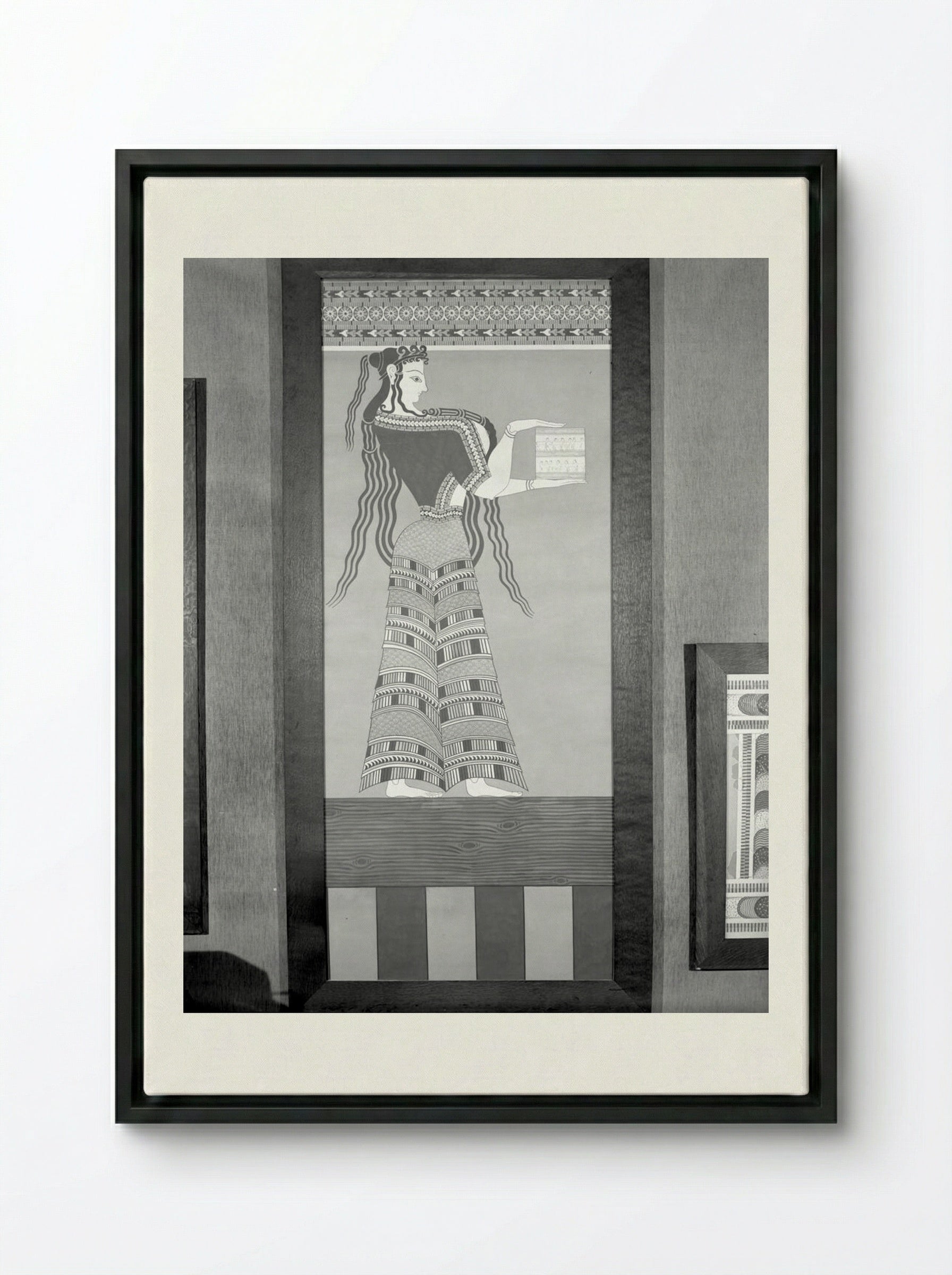 Woman Carrying a Casket - Fine Art Print - Framed Canvas Black