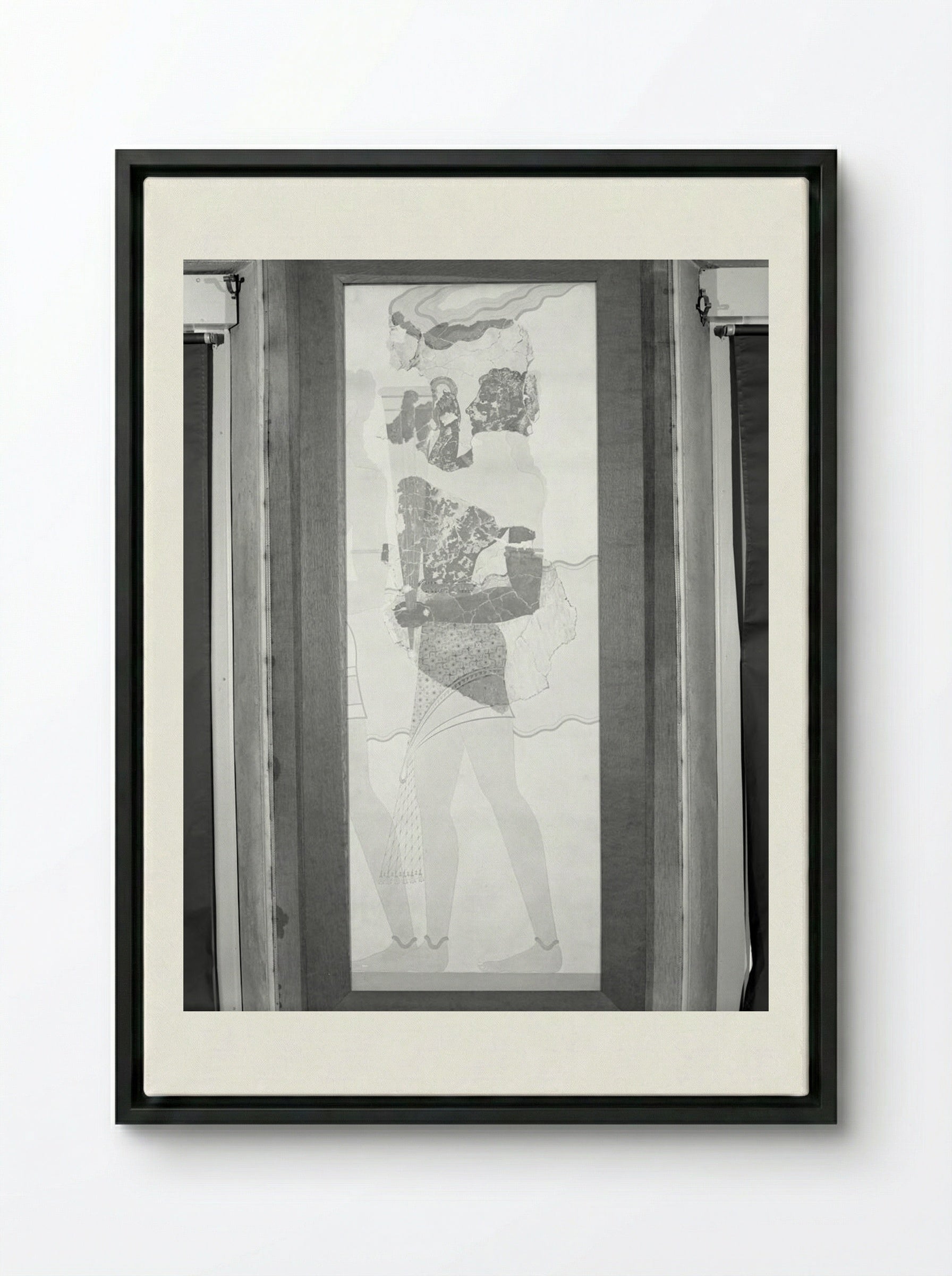 Cup Bearer (after a fresco from the Palace of Knossos, Crete) - Fine Art Print - Framed Canvas Black