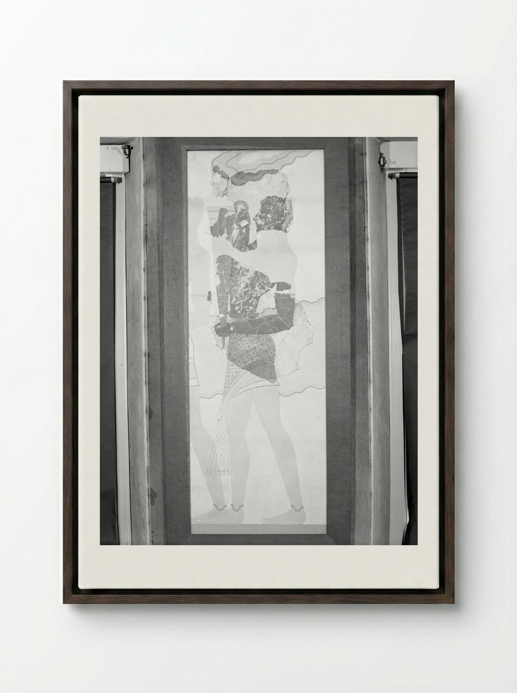 Cup Bearer (after a fresco from the Palace of Knossos, Crete) - Fine Art Print - Framed Canvas Dark Wood