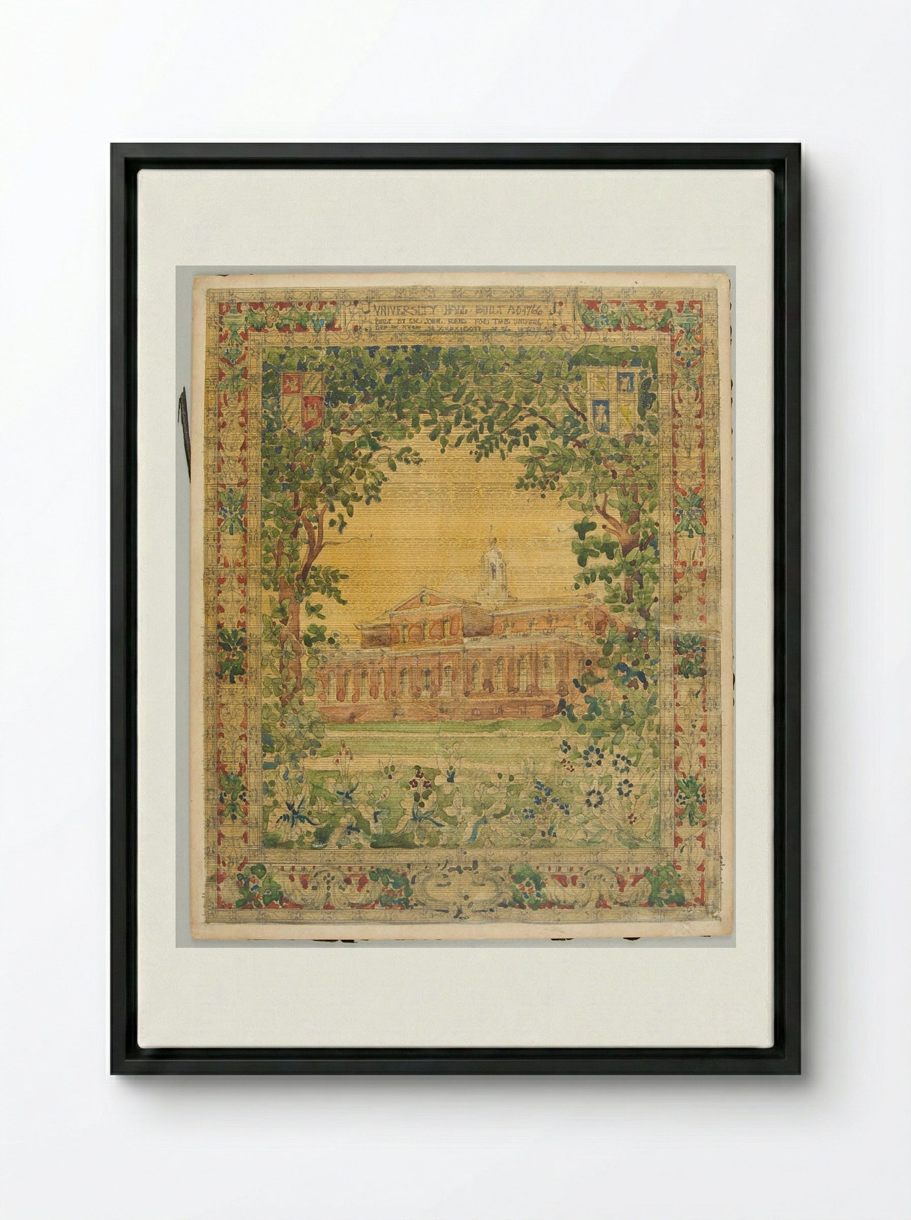 University Hall, Harvard - Solis Prints - Framed Canvas Black