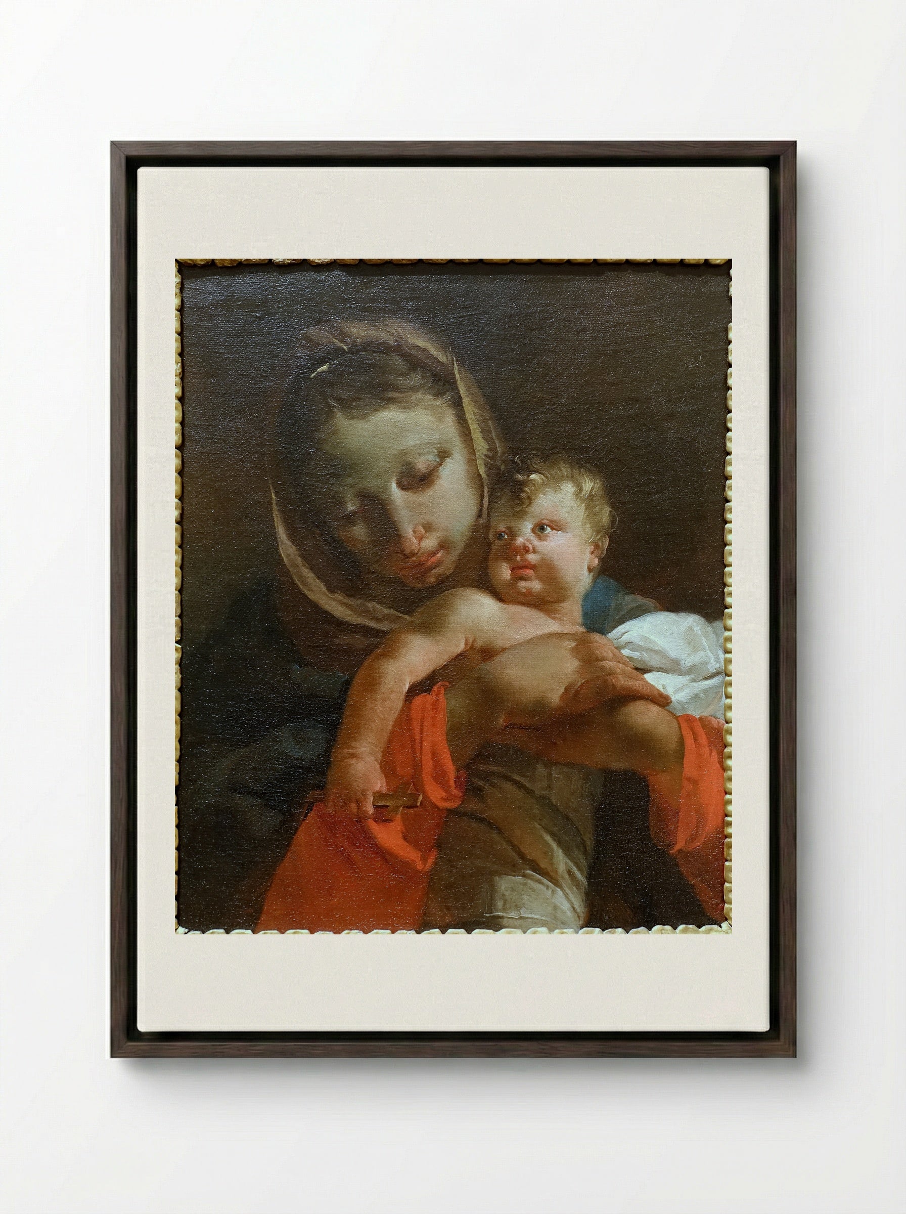 Madonna and Child - Giovanni Battista Tiepolo - Framed Canvas Dark Wood