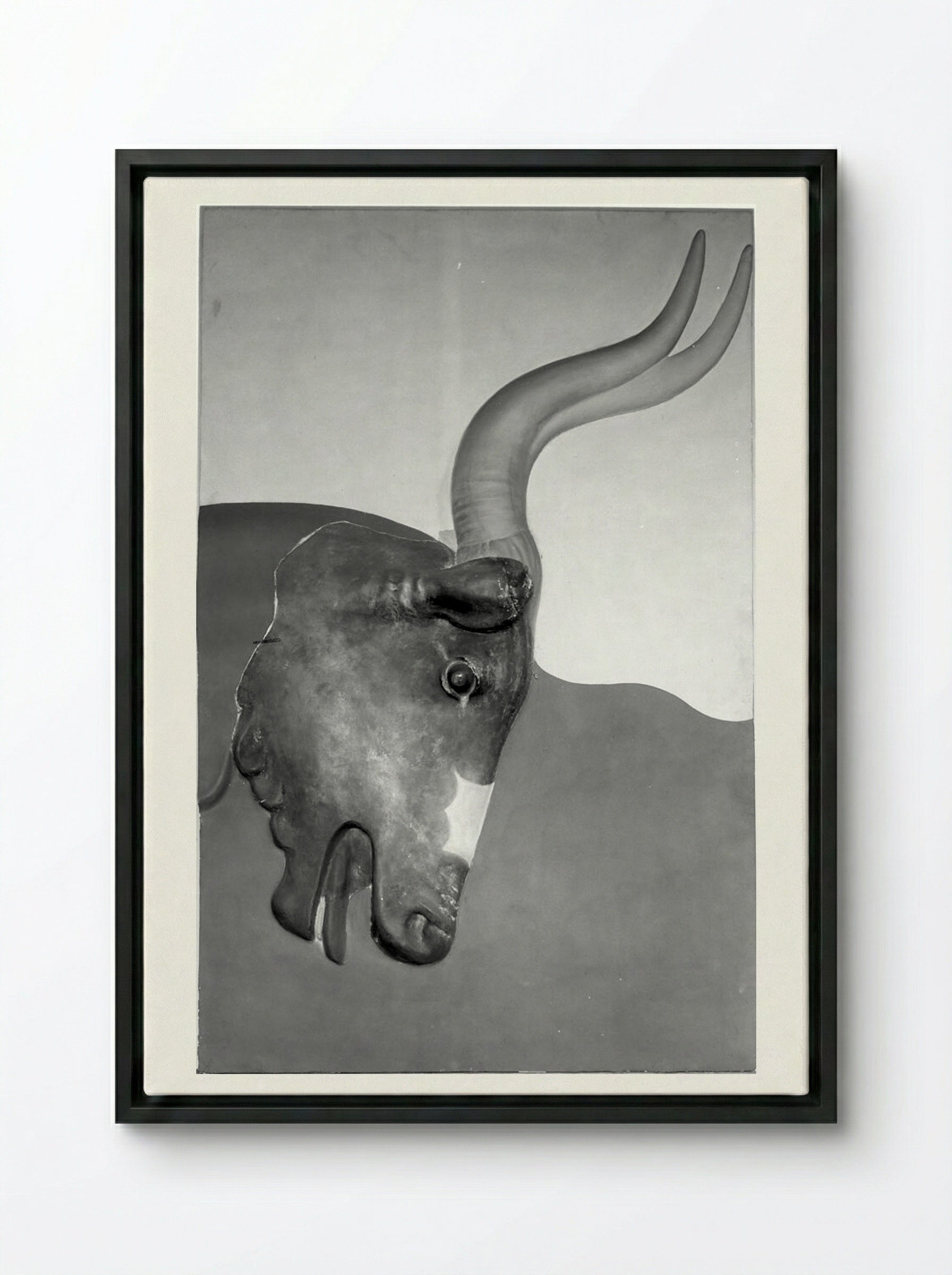 Untitled (Bull Relief and Fresco Reproduction) - Solis Prints - Framed Canvas Black