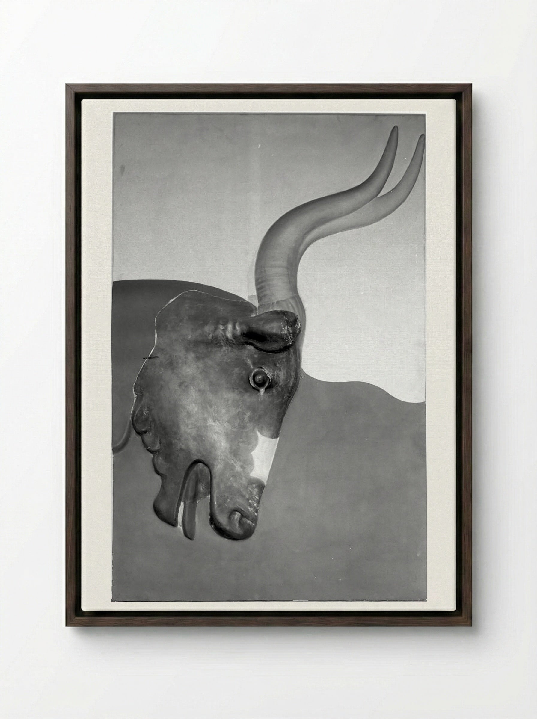 Untitled (Bull Relief and Fresco Reproduction) - Solis Prints - Framed Canvas Dark Wood
