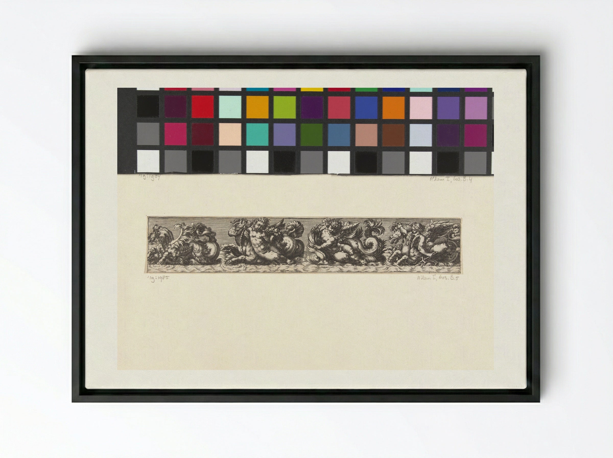 Untitled (Frieze with Sea Creatures and Putti) - Fine Art Print - Framed Canvas Black
