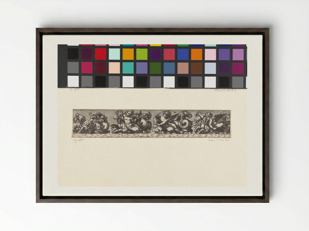 Untitled (Frieze with Sea Creatures and Putti) - Fine Art Print - Framed Canvas Dark Wood