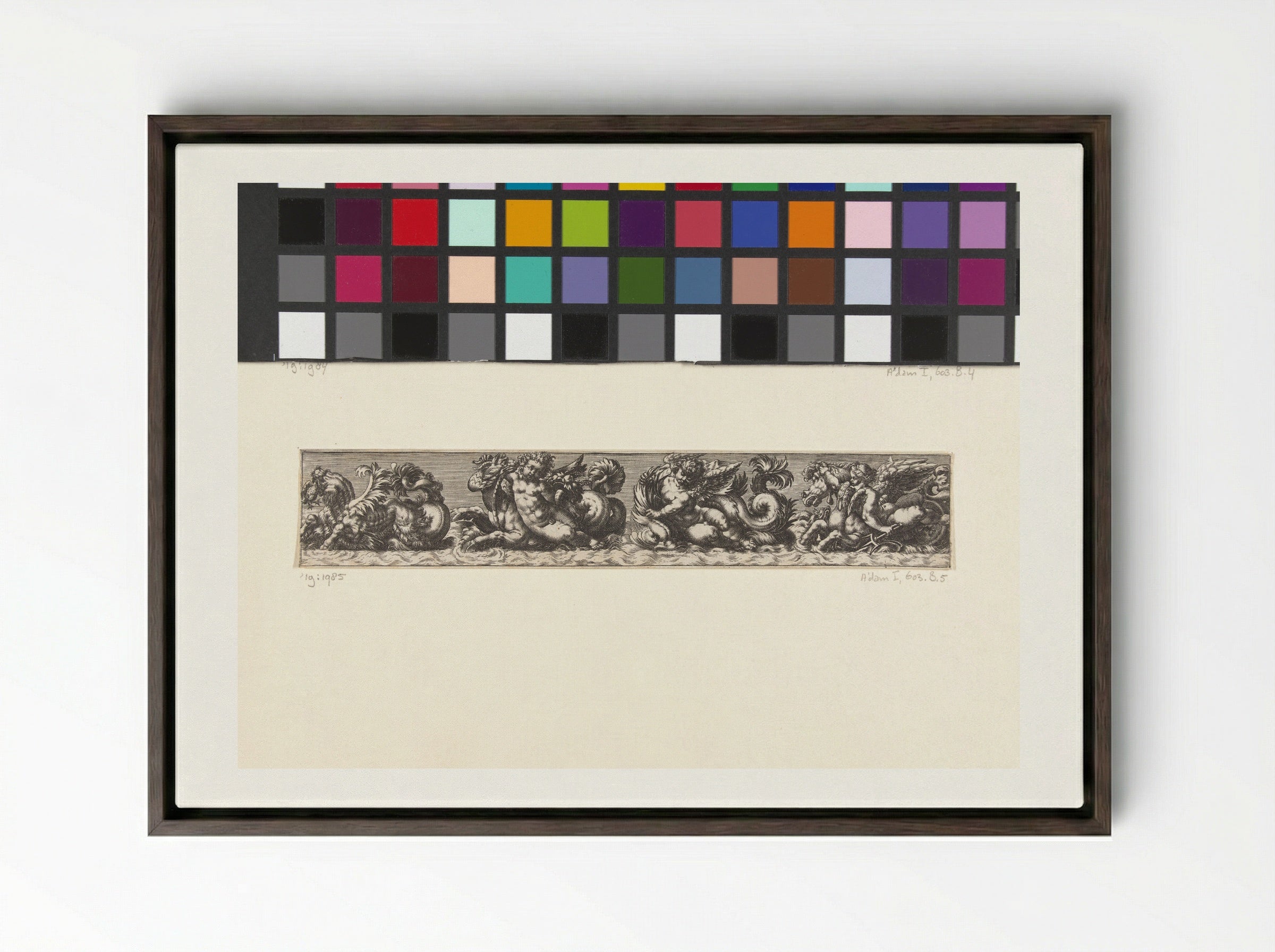 Untitled (Frieze with Sea Creatures and Putti) - Fine Art Print - Framed Canvas Dark Wood