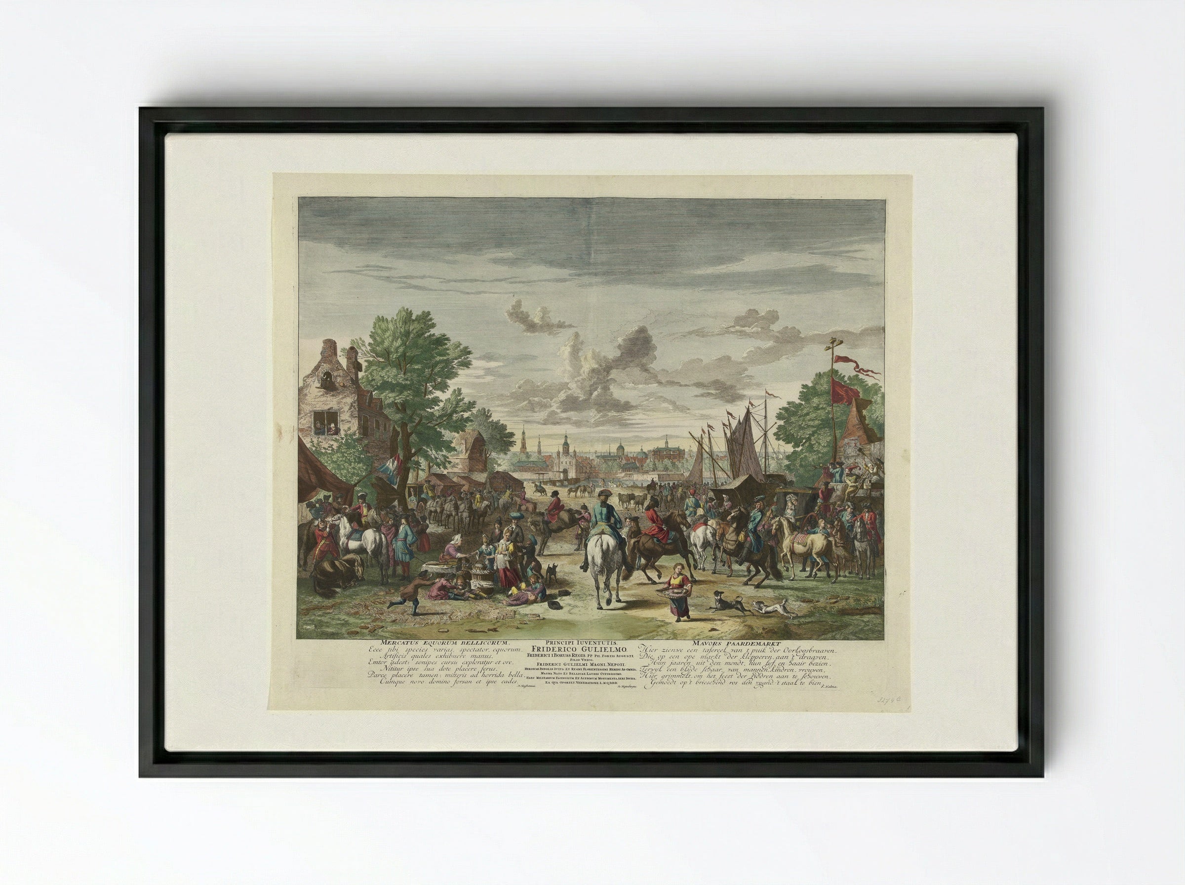 Paardenmarkt - Fine Art Print - Framed Canvas Black