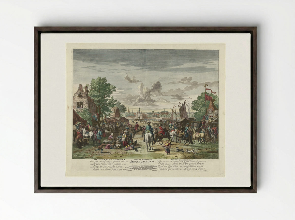 Paardenmarkt - Fine Art Print - Framed Canvas Dark Wood