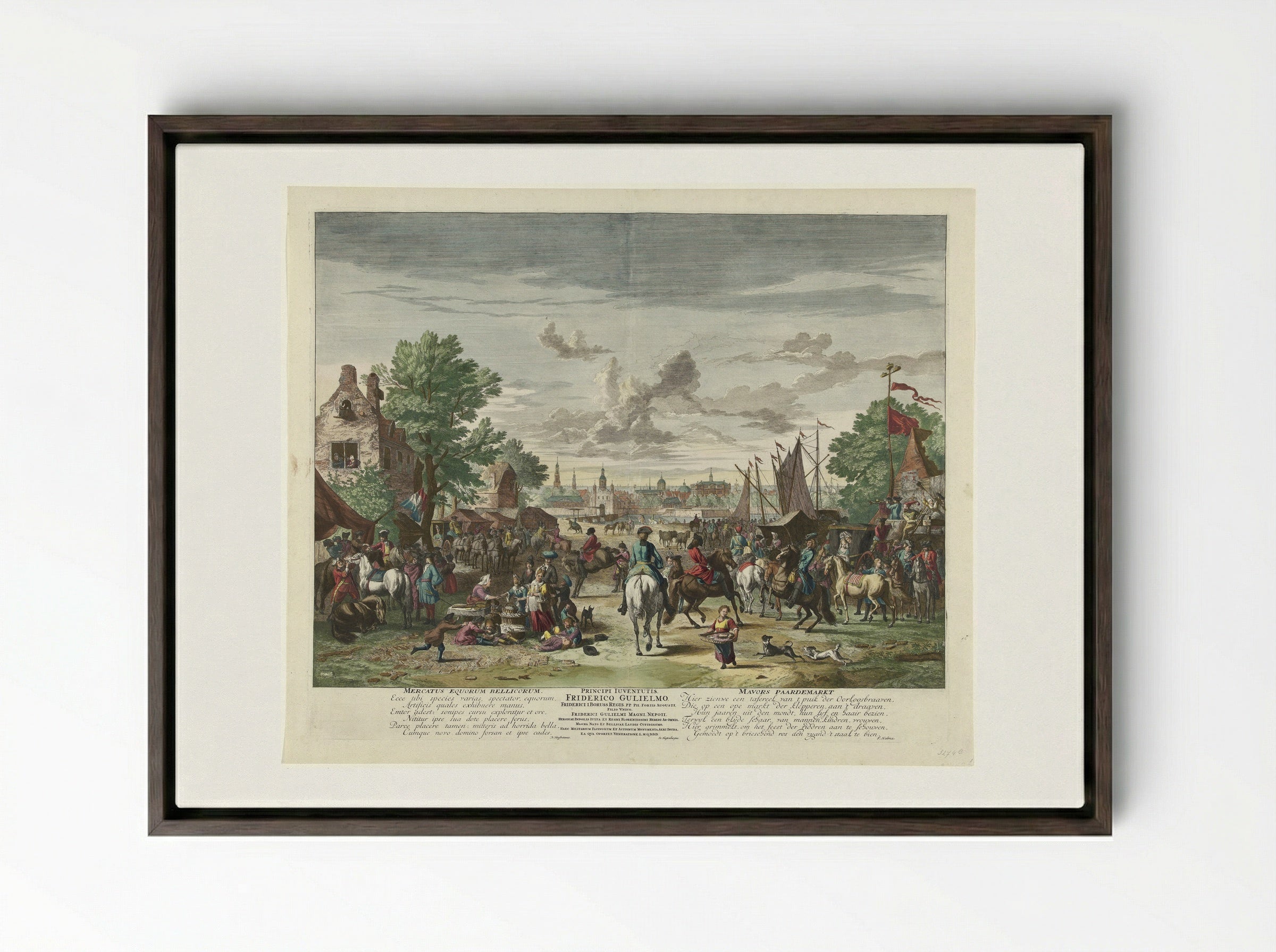Paardenmarkt - Fine Art Print - Framed Canvas Dark Wood