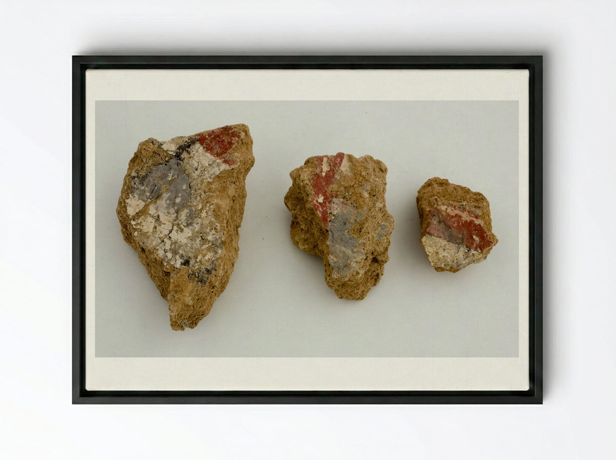 Fragments of Wall Paintings from Nuzi - Unknown Artist - Framed Canvas Black