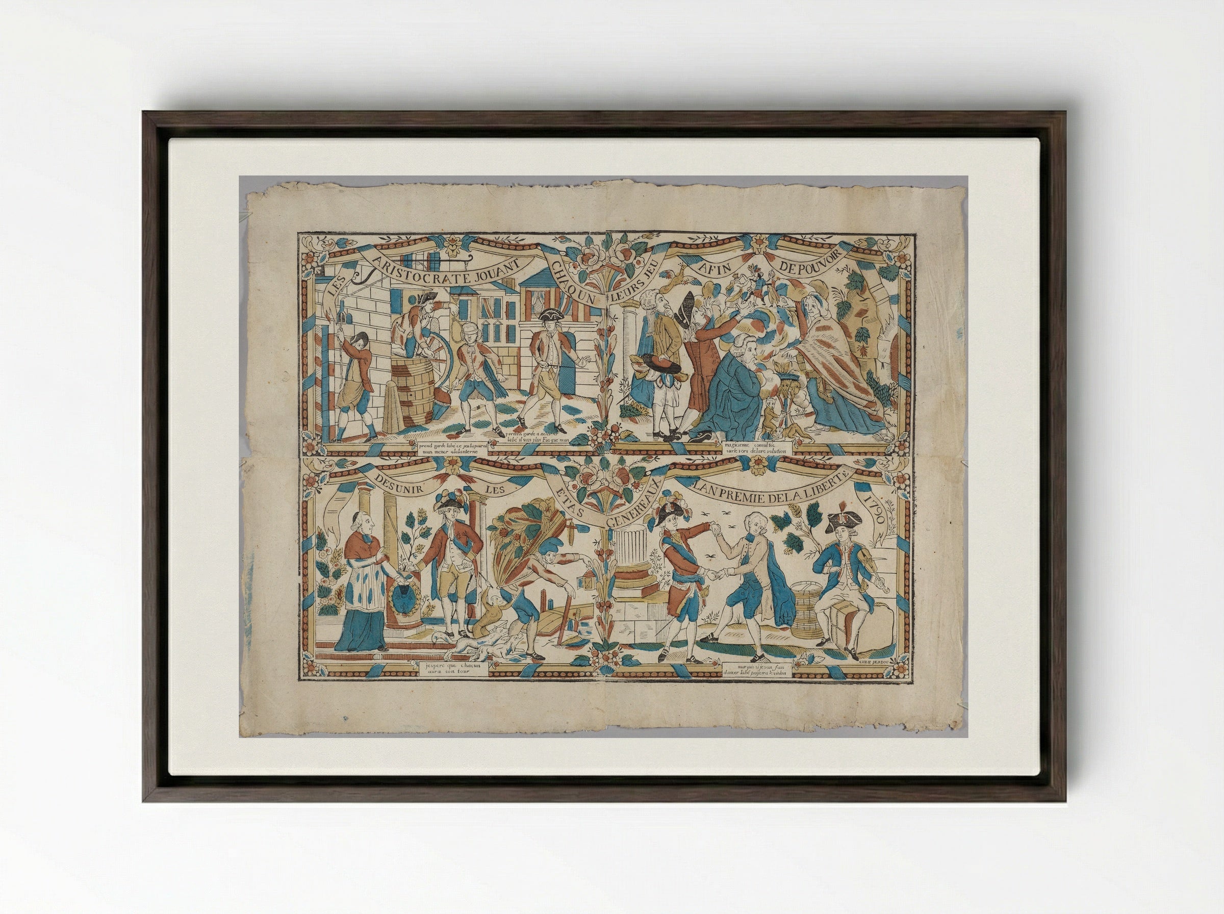 The Aristocrats Each Play their Games to Break up the Estates General - Unidentified Artist - Framed Canvas Dark Wood