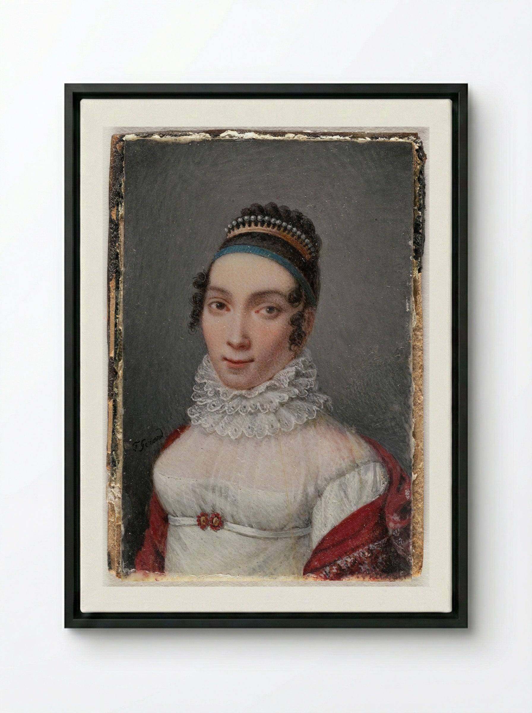 Portrait of a Lady - François Gérard - Framed Canvas Black