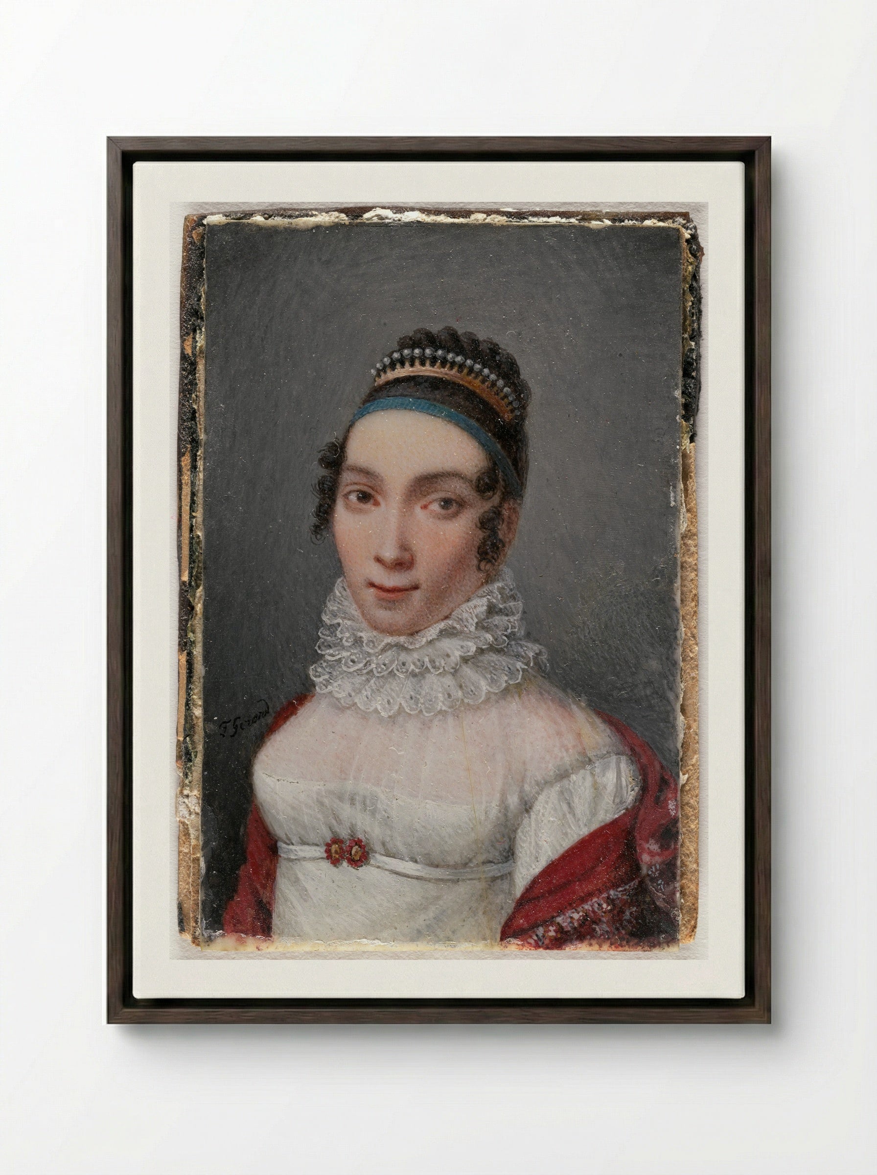Portrait of a Lady - François Gérard - Framed Canvas Dark Wood
