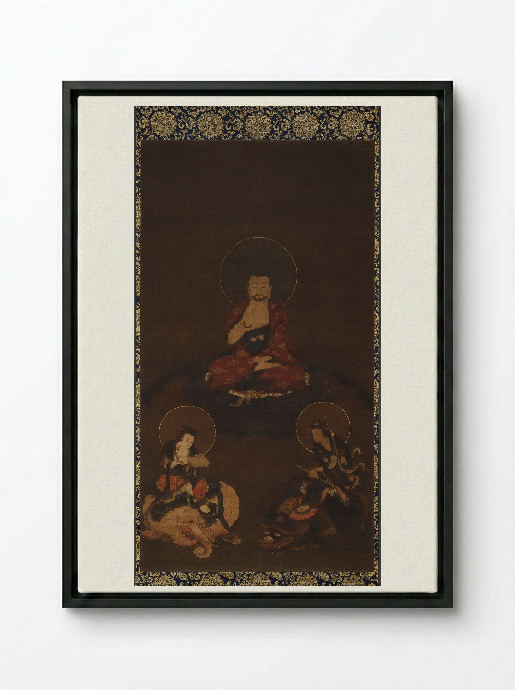Shaka Nyorai Triad - Unknown Artist - Framed Canvas Black