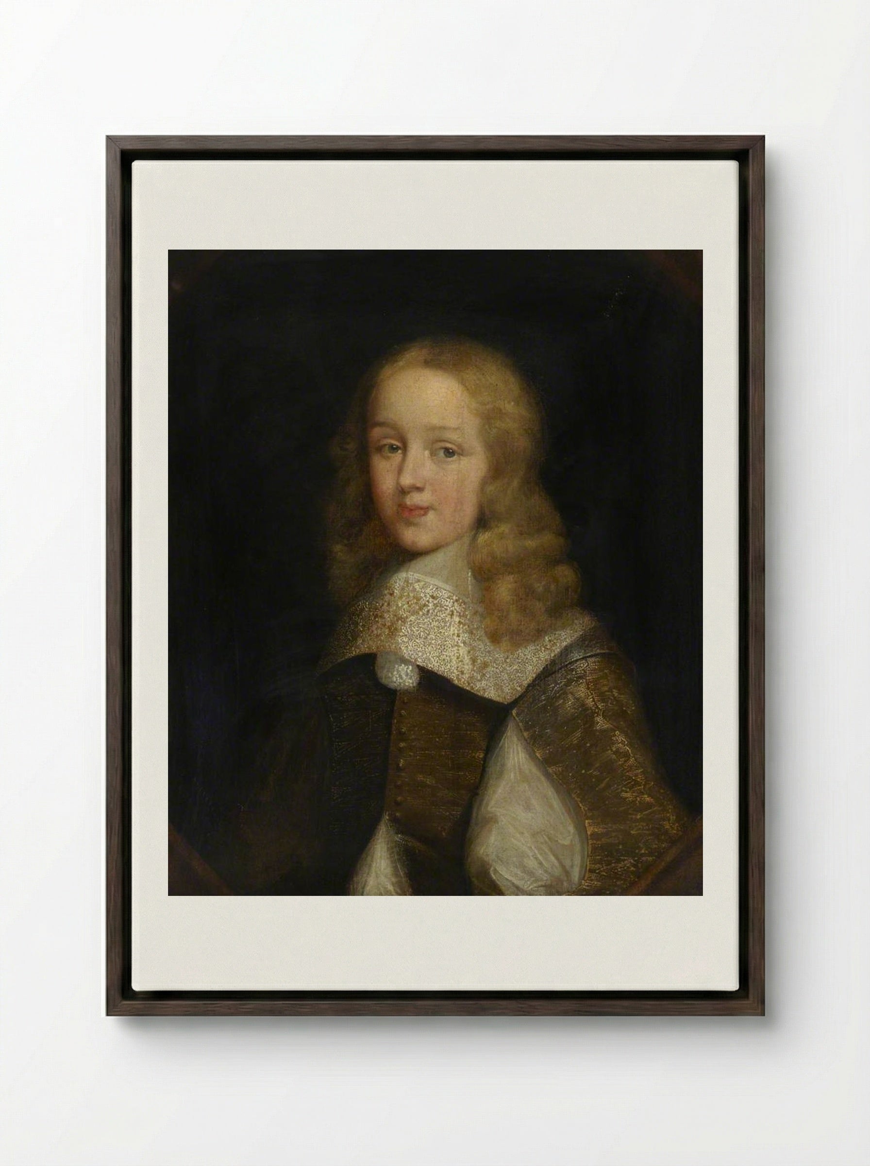 Portrait of a Youth - Fine Art Print - Framed Canvas Dark Wood