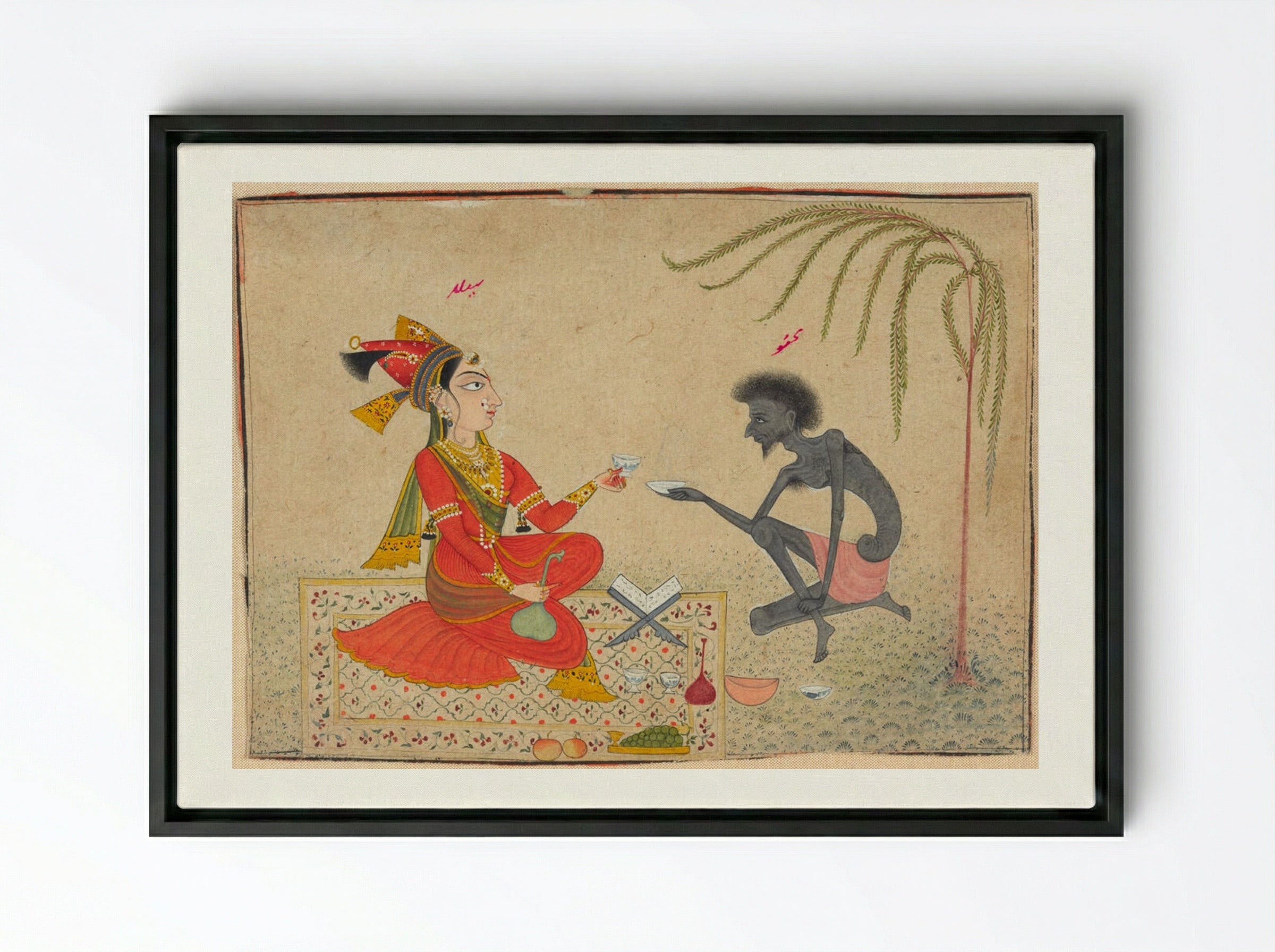 Layla and Majnun - Unknown Artist - Framed Canvas Black