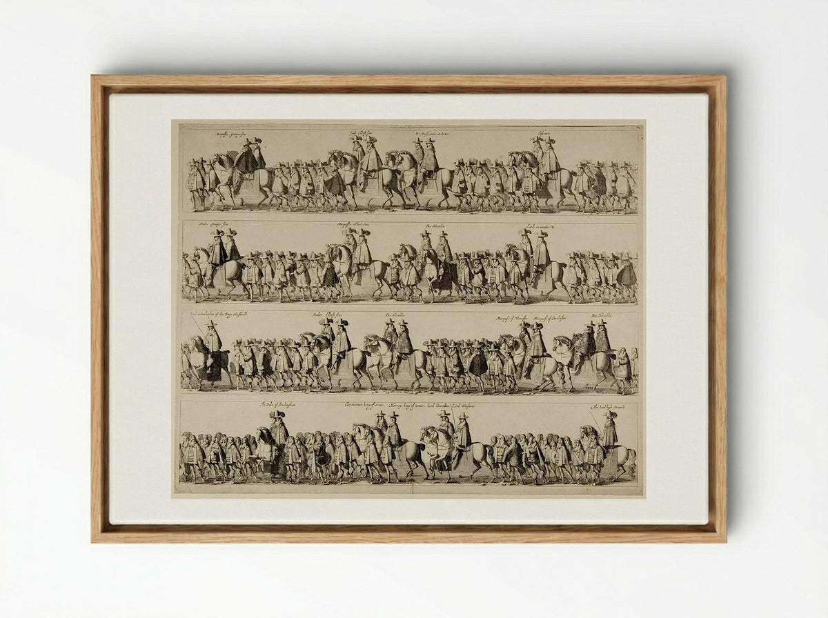 Coronation Procession of Charles II through London - Fine Art Print - Framed Canvas Wood