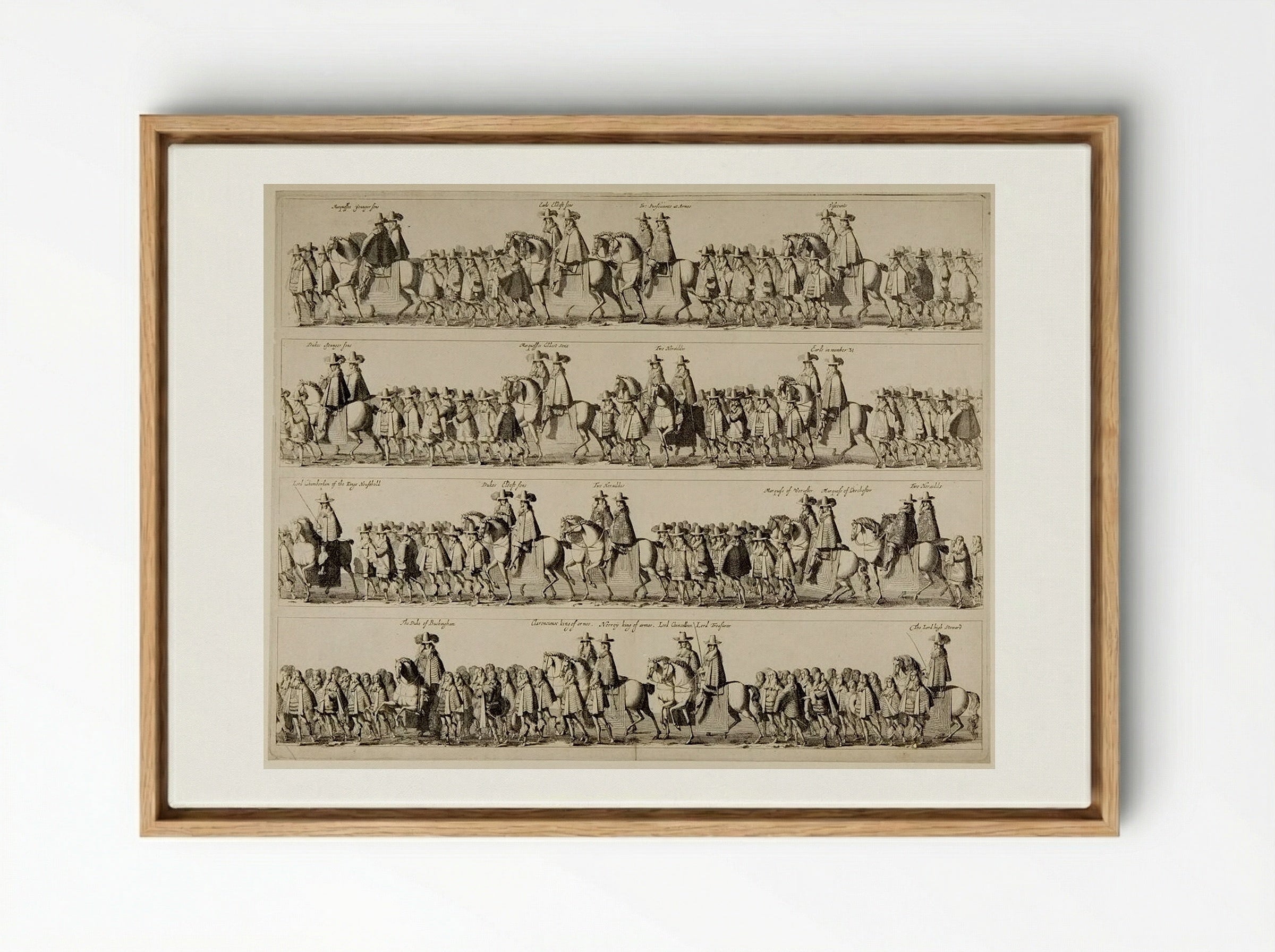 Coronation Procession of Charles II through London - Fine Art Print - Framed Canvas Wood