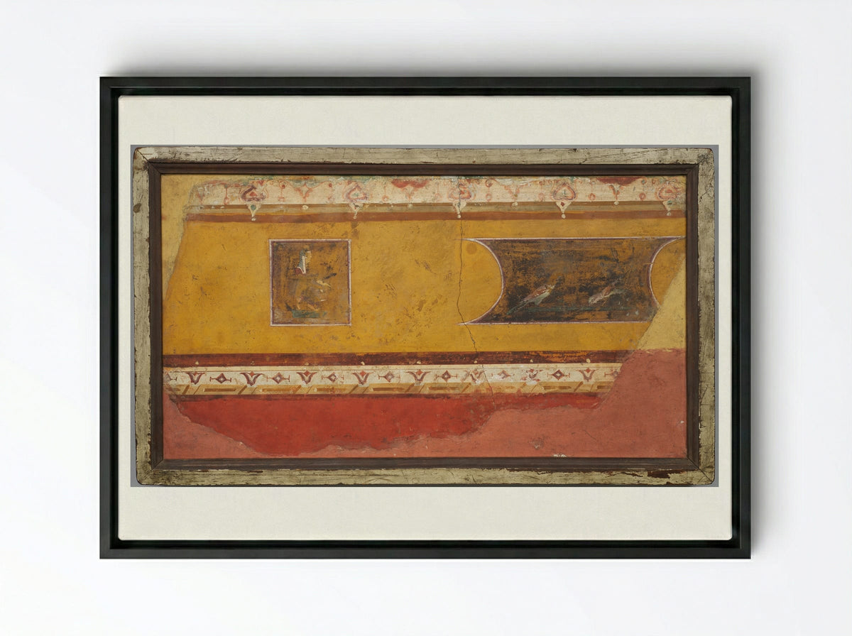 Wall Painting Fragment from the Villa at Boscotrecase - Unknown Artist - Framed Canvas Black