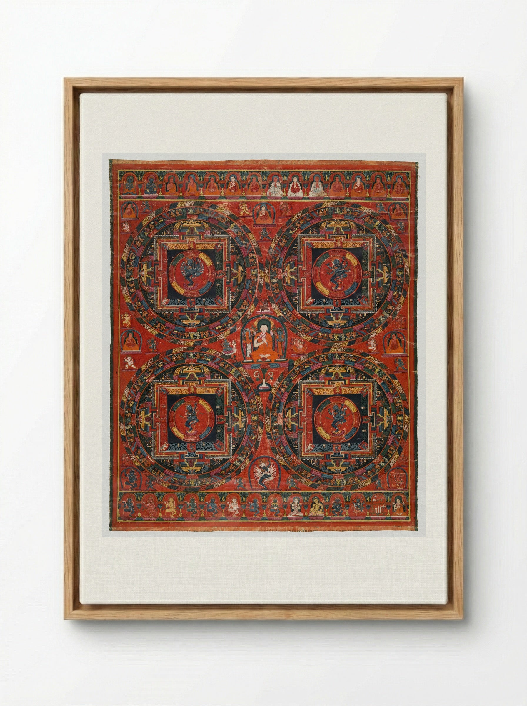 Four-circle Hevajra Mandala - Unknown Artist - Framed Canvas Wood