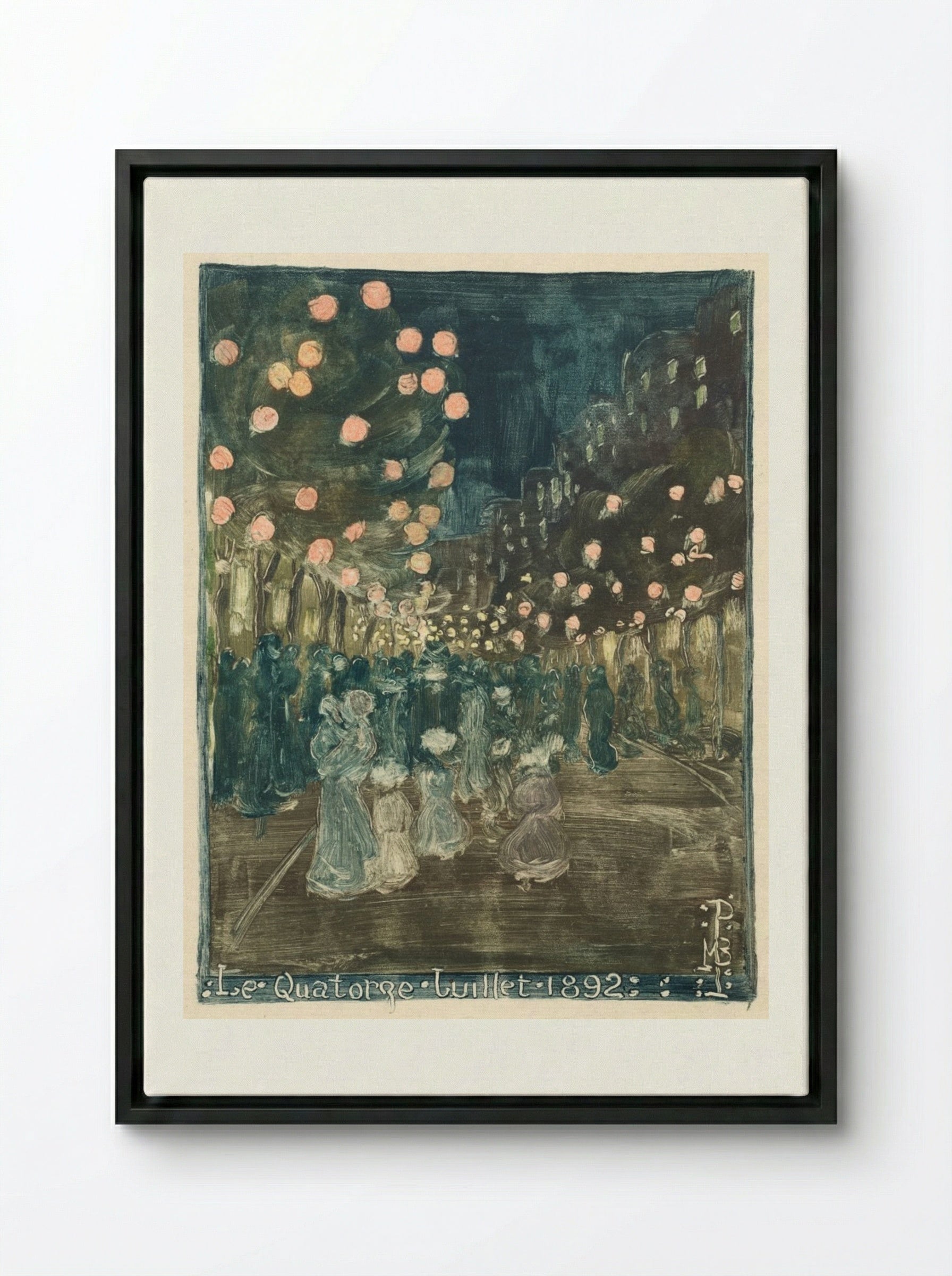 Bastille Day - Maurice Prendergast - Framed Canvas Black