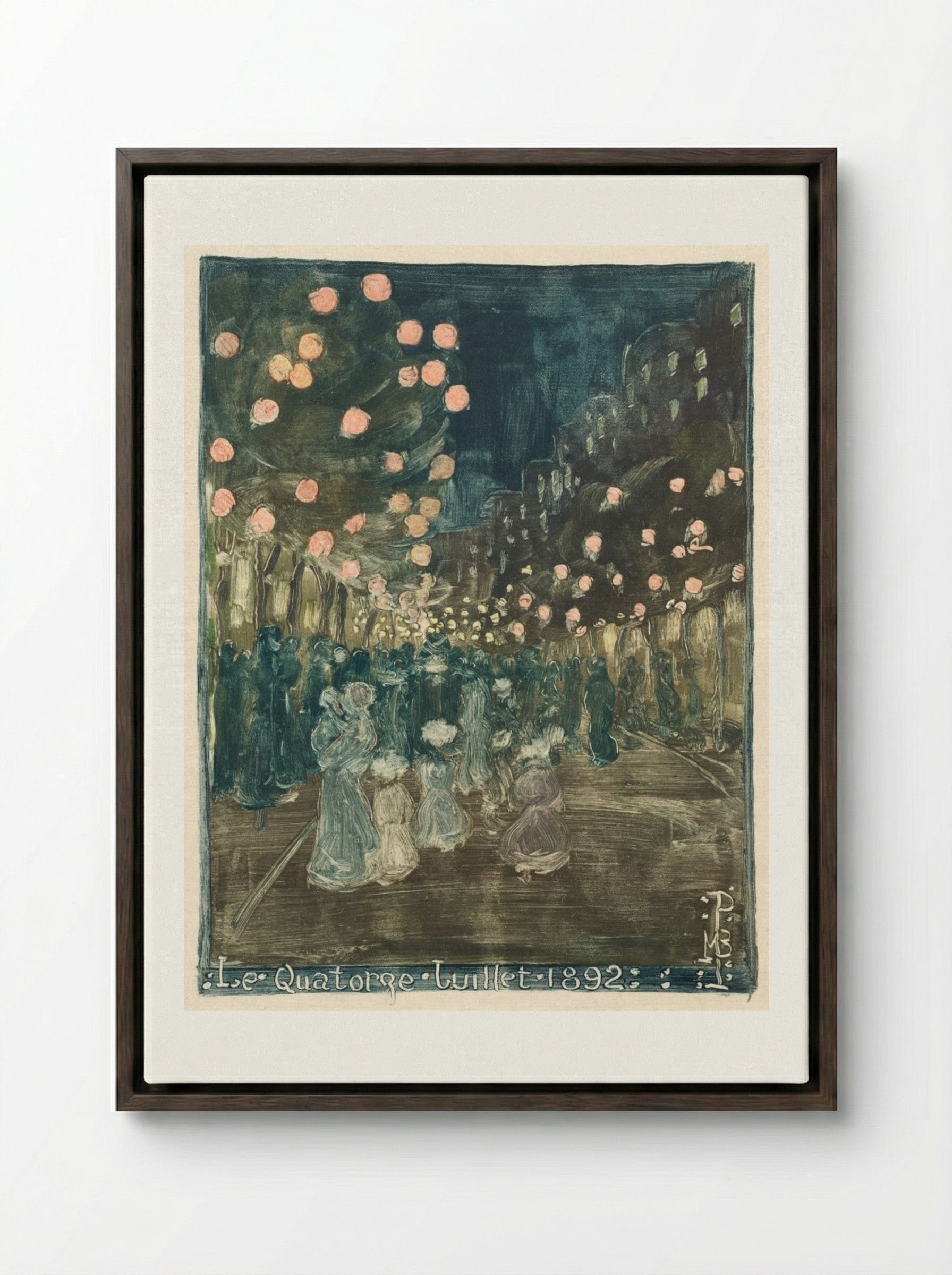 Bastille Day - Maurice Prendergast - Framed Canvas Dark Wood